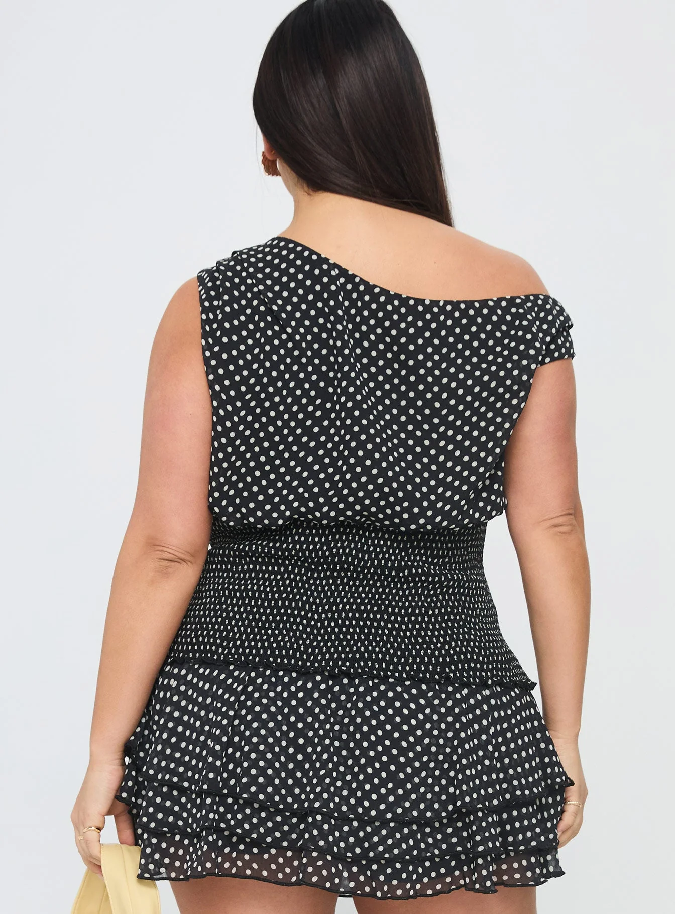 Ready To Party Off Shoulder Top Black Polka Dot Curve - Image 5