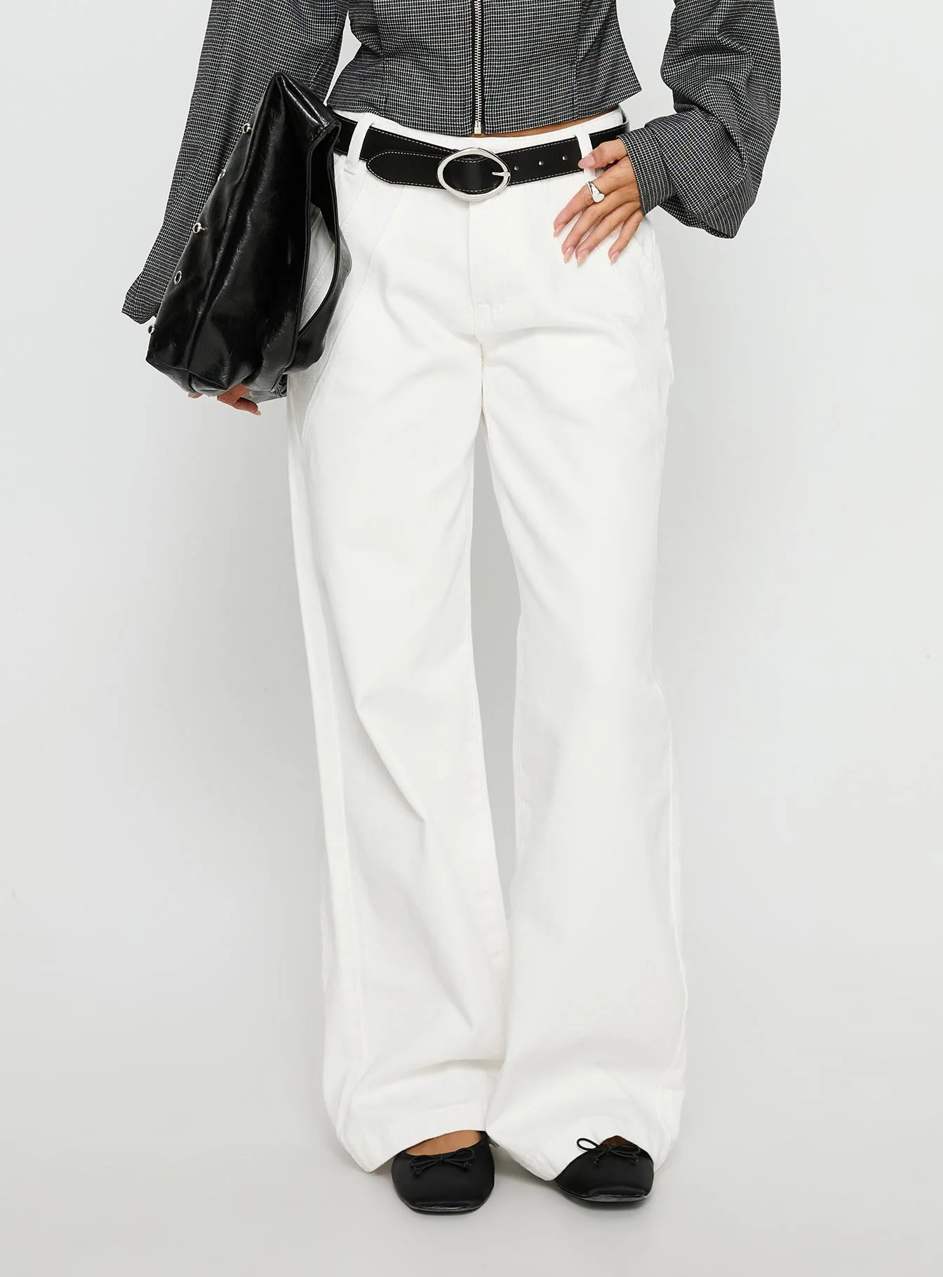Reaper Mid Rise Baggy Jeans White - Image 2