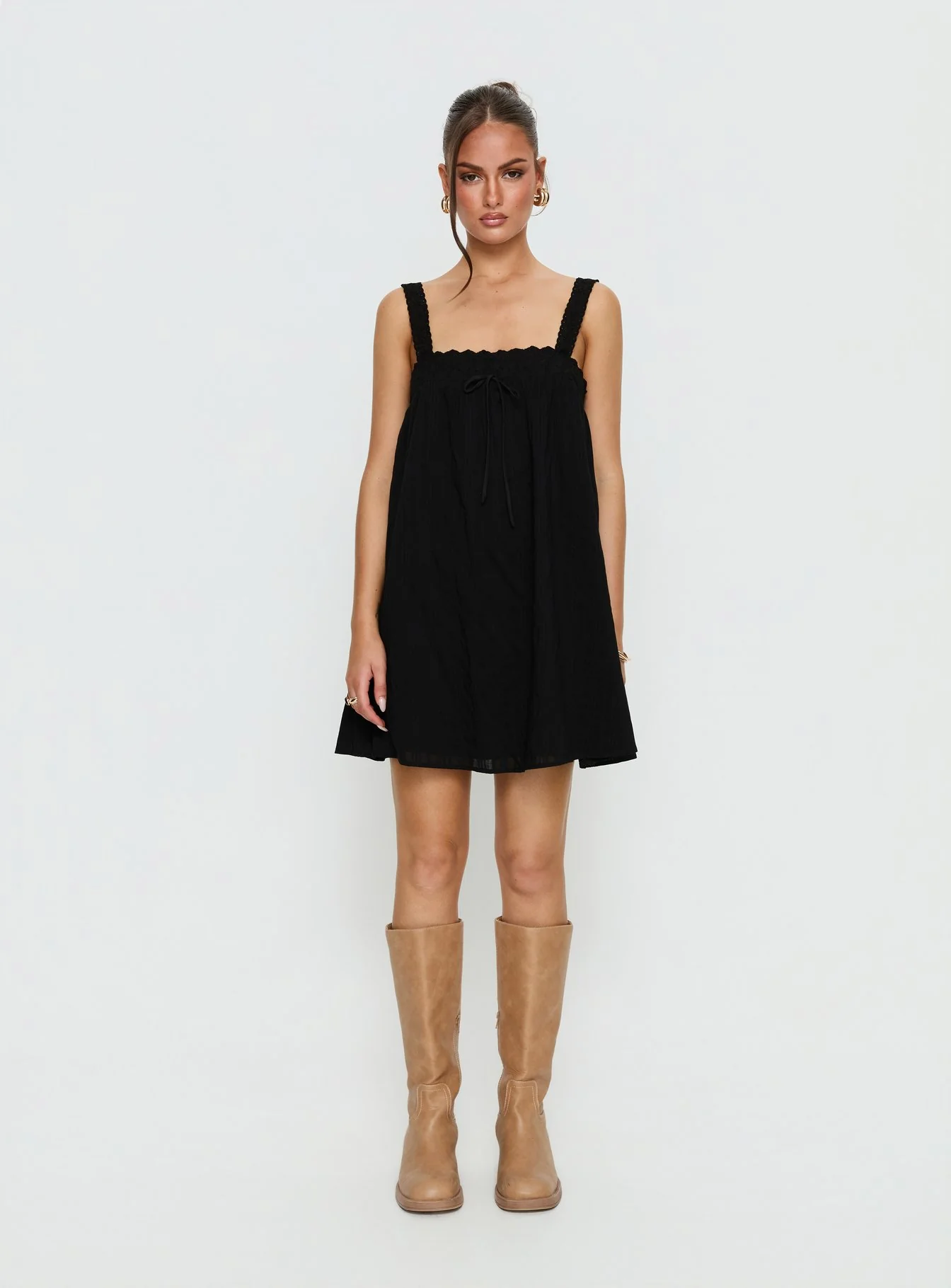 Reason To Stay Lace Trim Floaty Mini Dress Black - Image 7