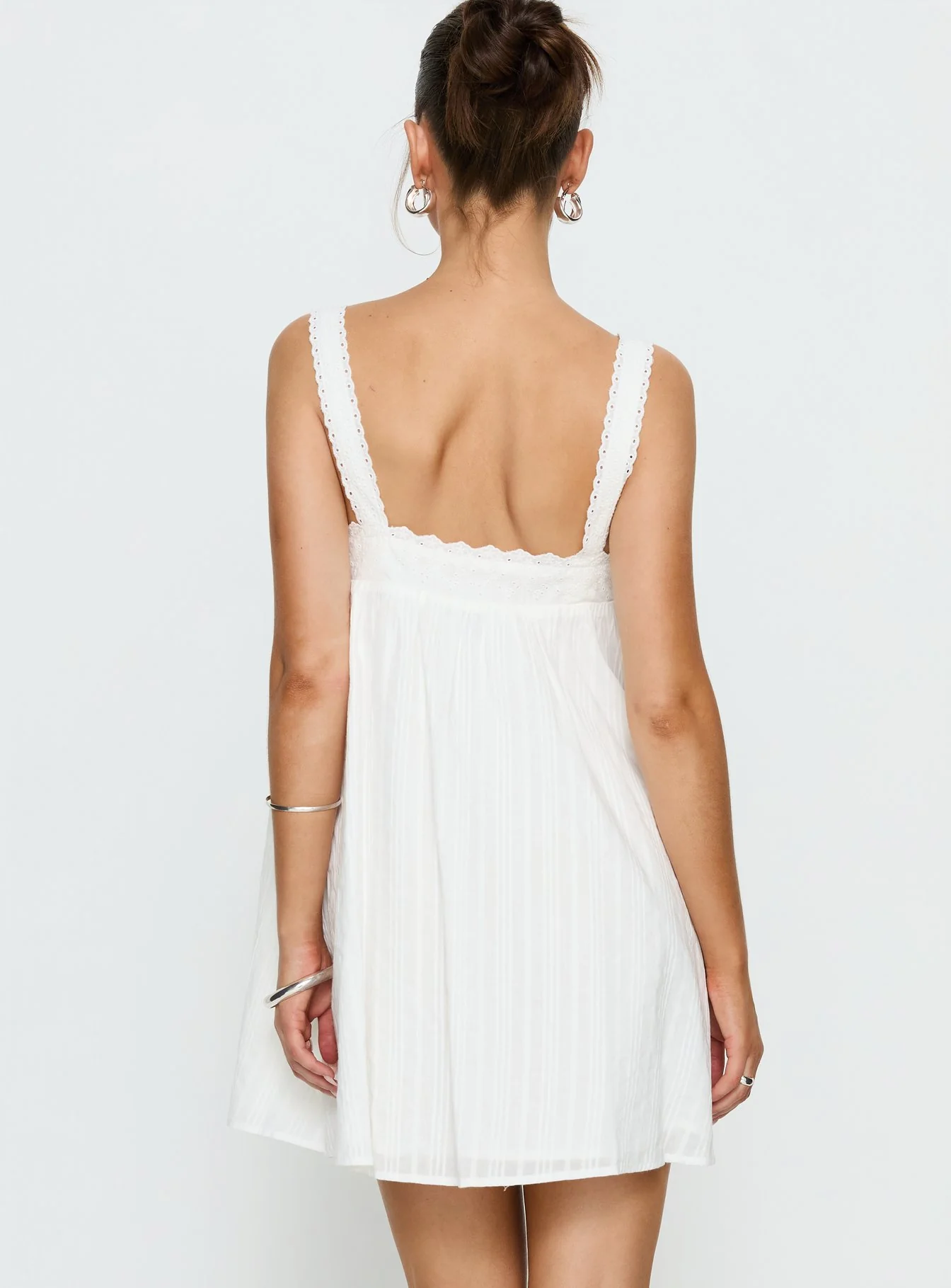 Reason To Stay Lace Trim Floaty Mini Dress White - Image 5