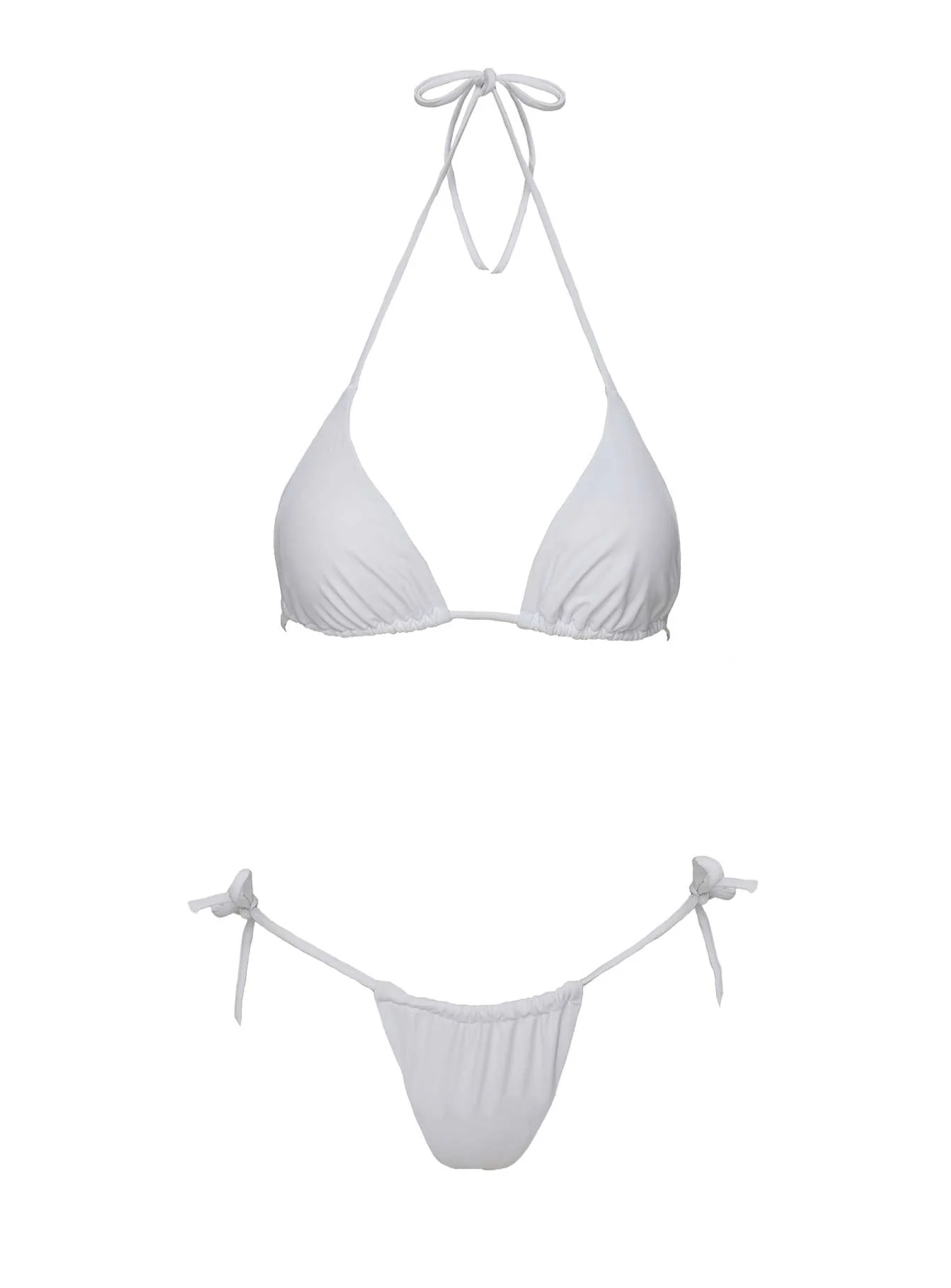 Jenner Tie Side Ruched Bikini Bottoms White - Image 5