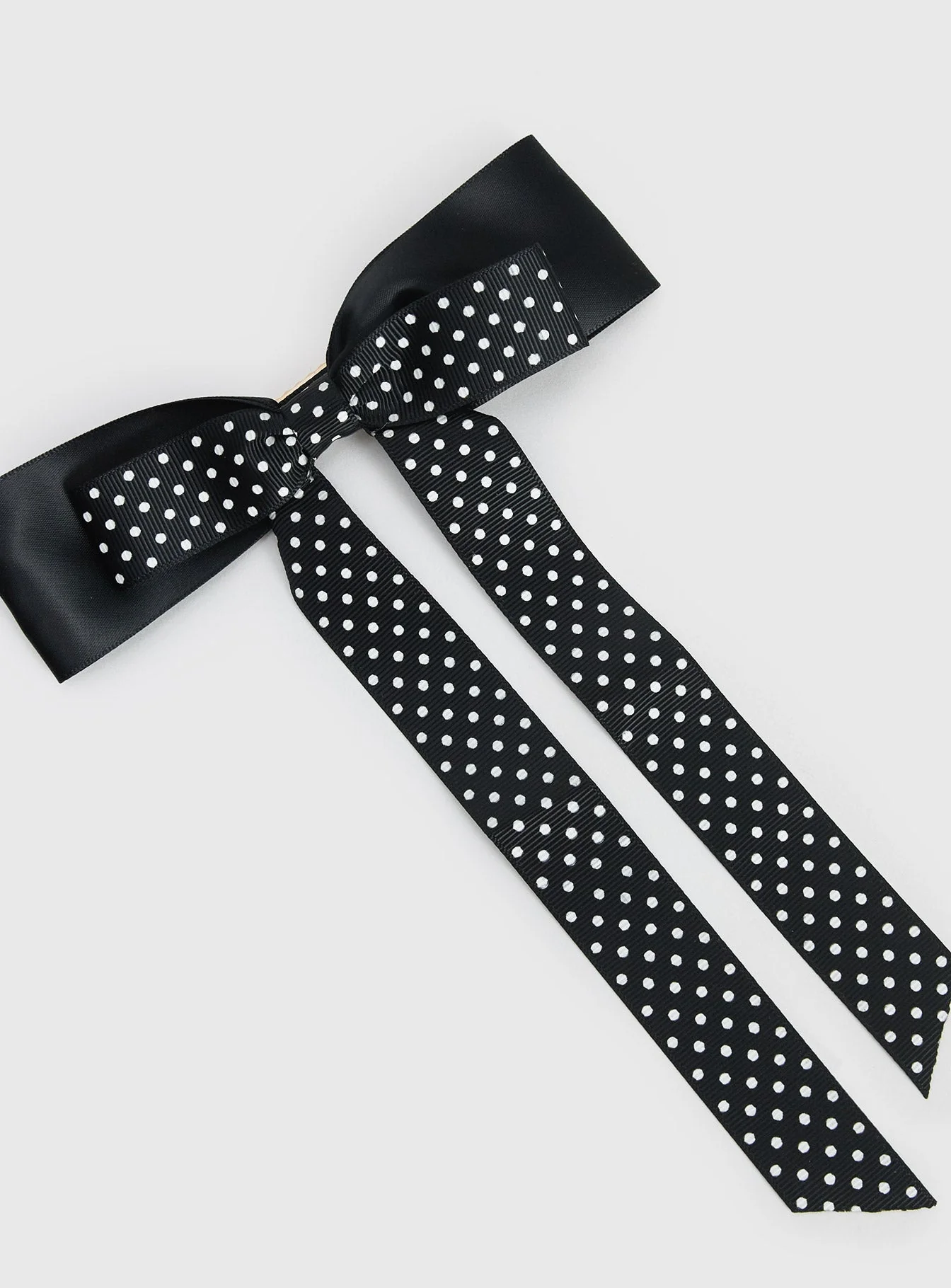 Reflecting Layered Bow Black Polka - Image 4