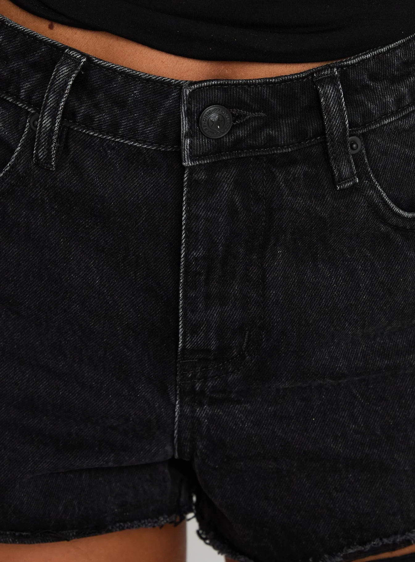 Reflecting Mid Rise Denim Shorts Black Wash - Image 6