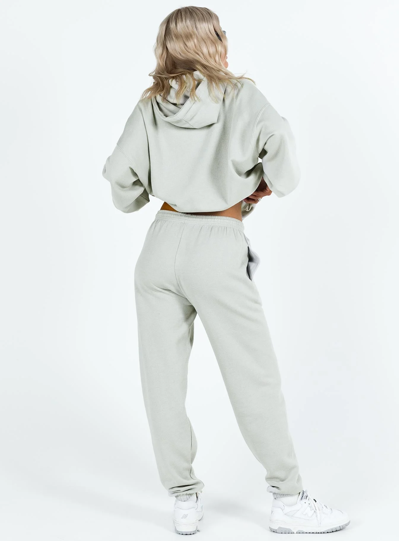 Princess Polly Track Pants Cursive Text Grey / Blue - Image 5