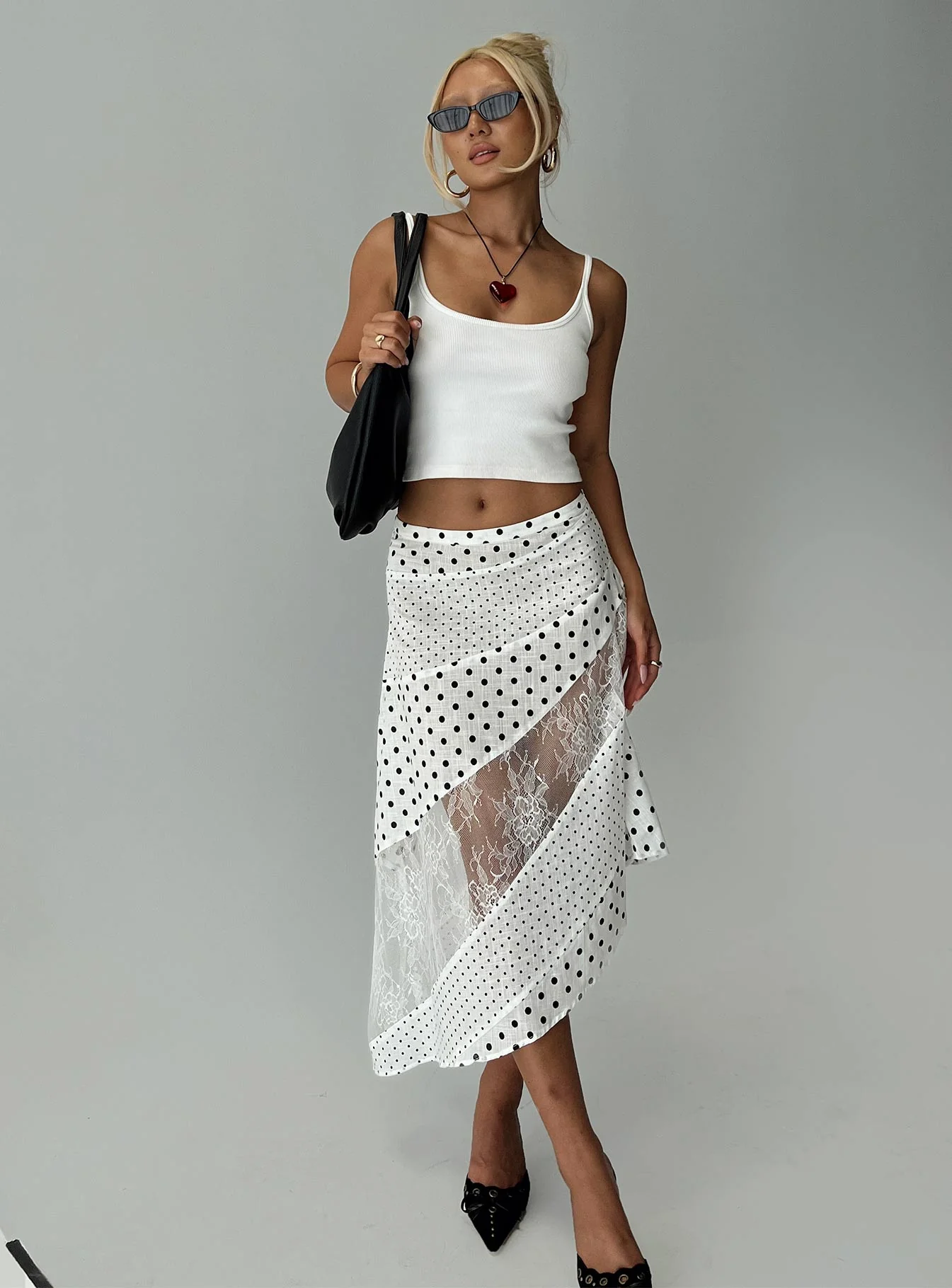Rennar Maxi Skirt White / Polka Dot Petite - Image 2