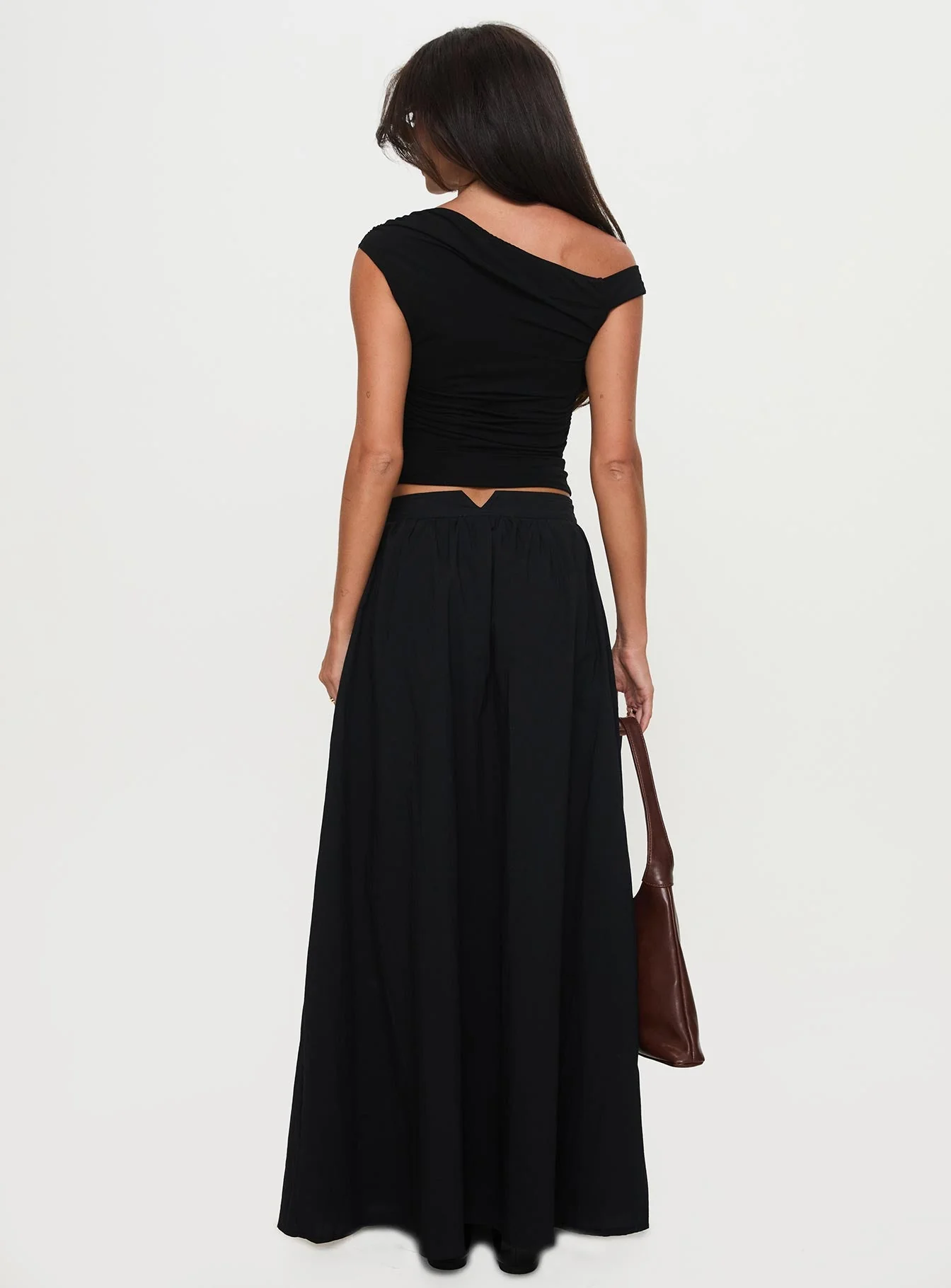 Rennata Gathered Mid Rise Maxi Skirt Black - Image 5