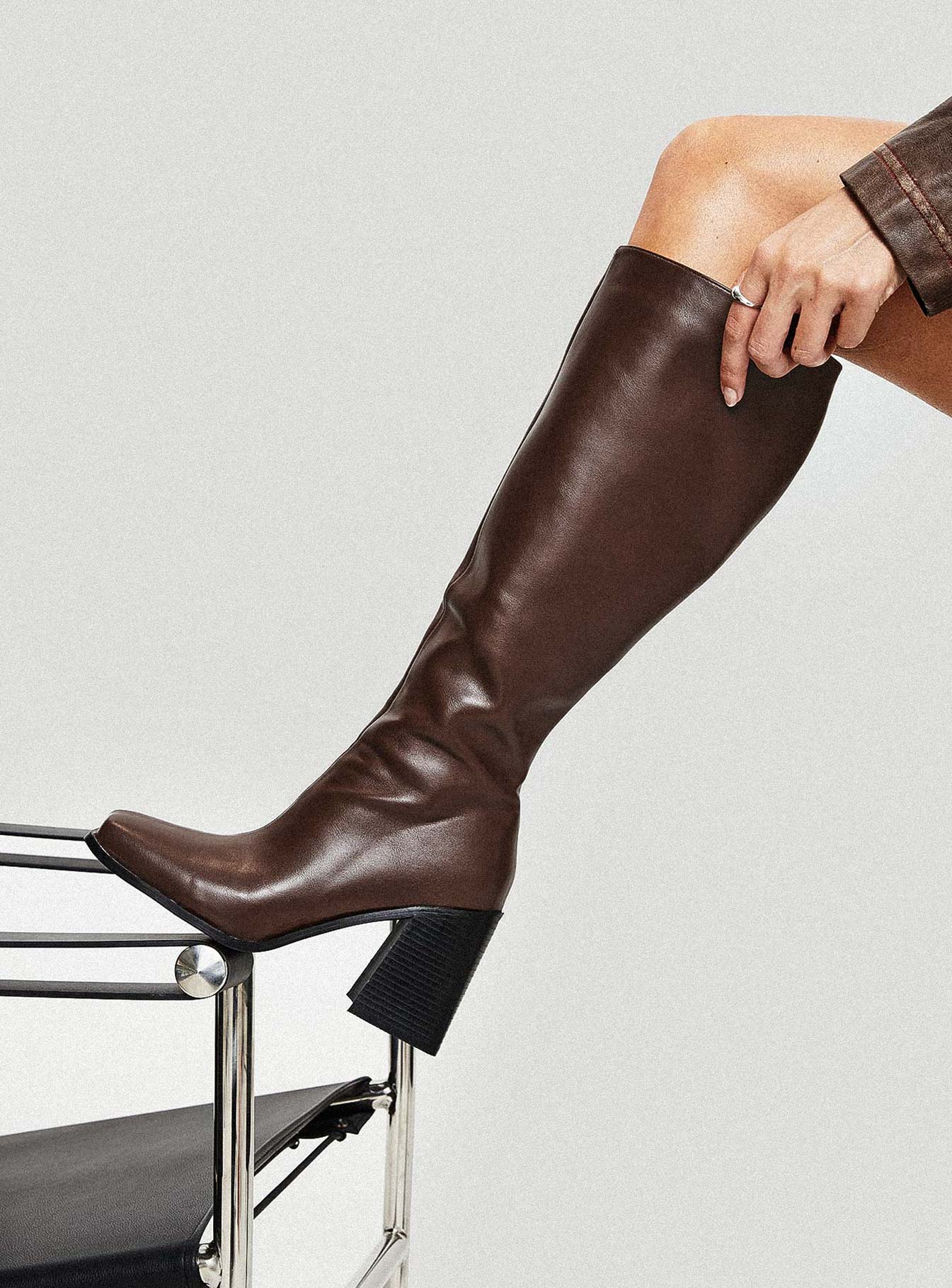Renzo Knee High Boots Brown - Image 5
