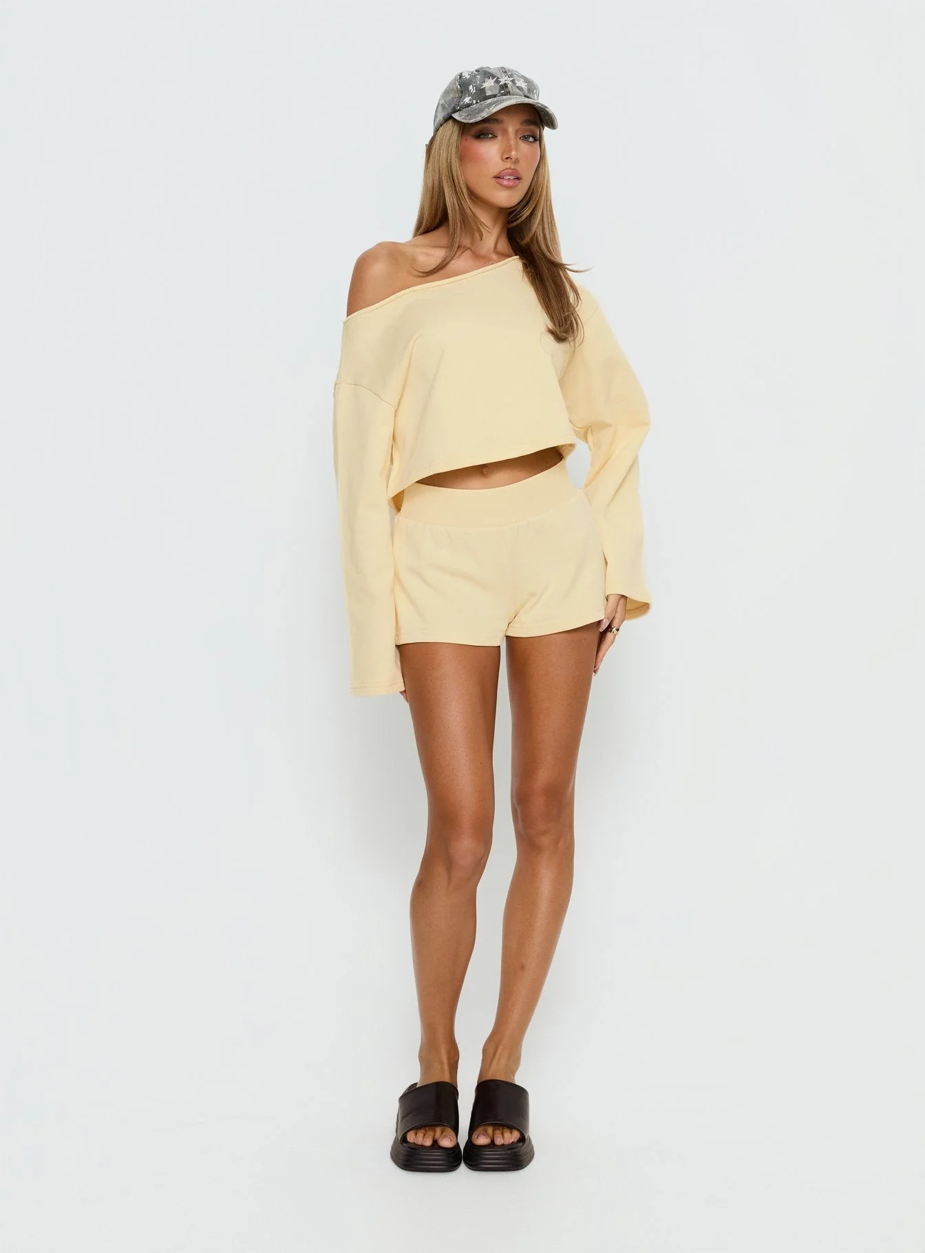 Retreat Raw Edge Off Shoulder Jumper Buttercream - Image 2