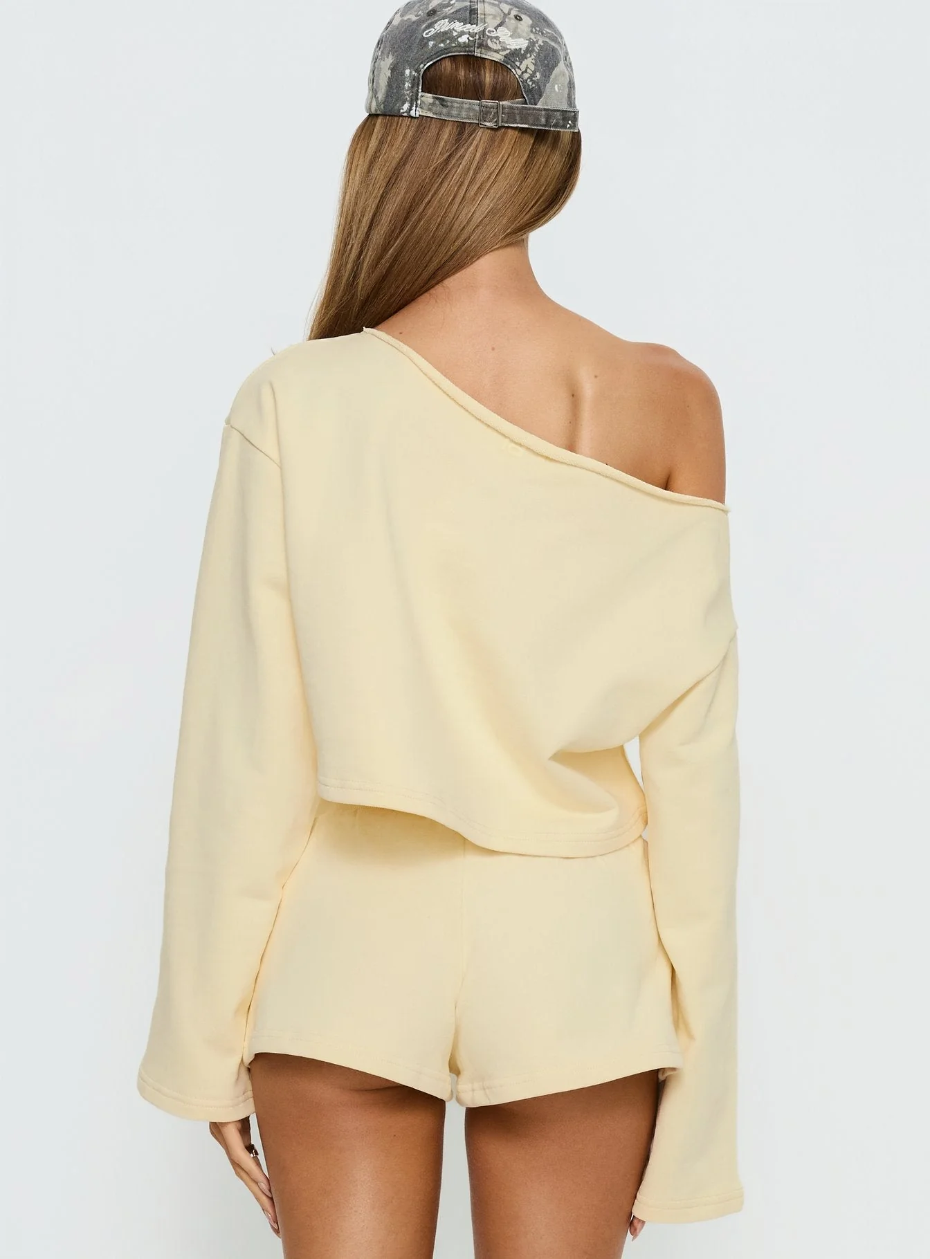 Retreat Raw Edge Off Shoulder Jumper Buttercream - Image 4