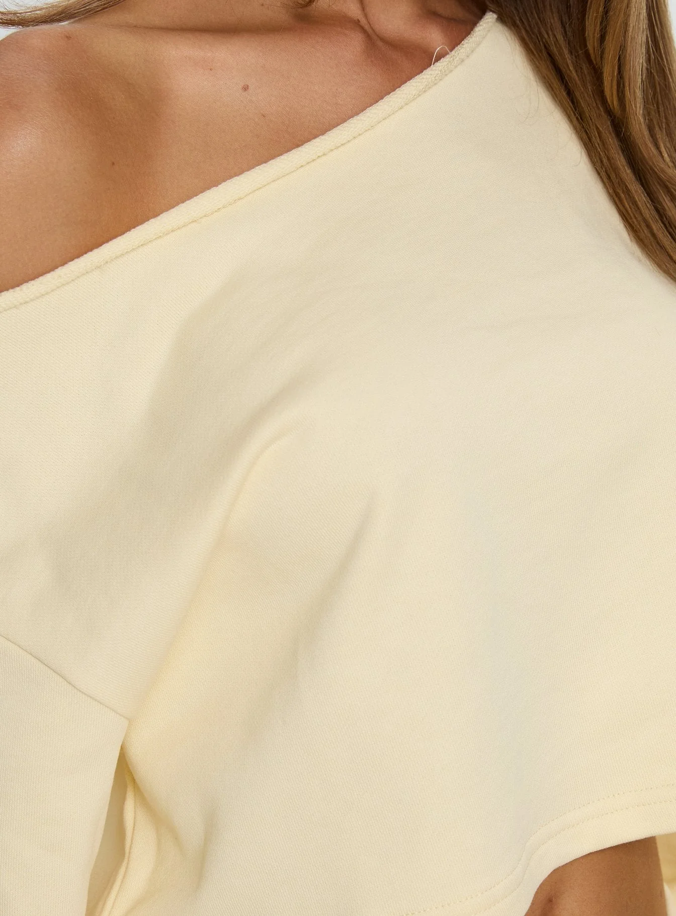 Retreat Raw Edge Off Shoulder Jumper Buttercream - Image 5