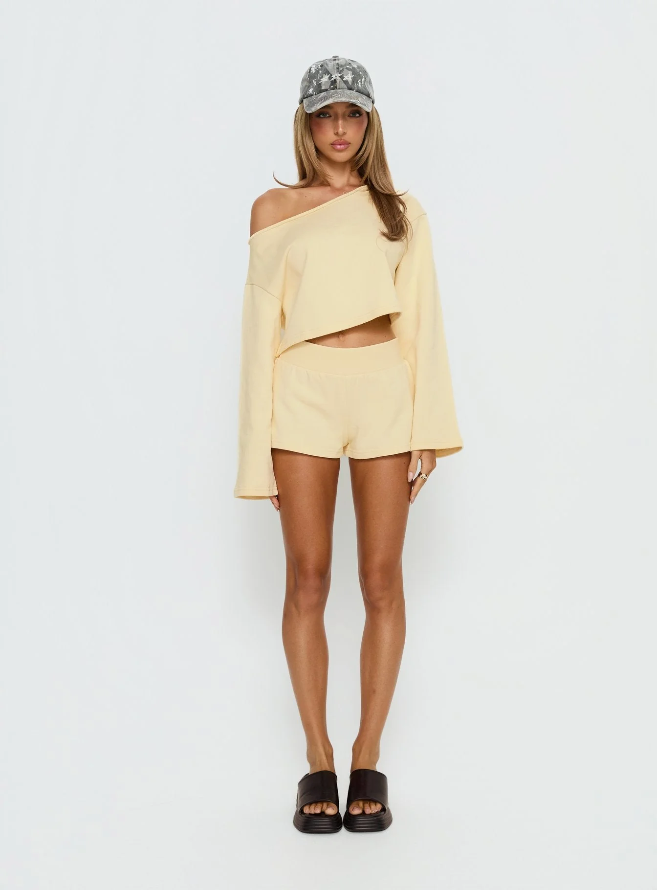 Retreat Raw Edge Off Shoulder Jumper Buttercream - Image 6