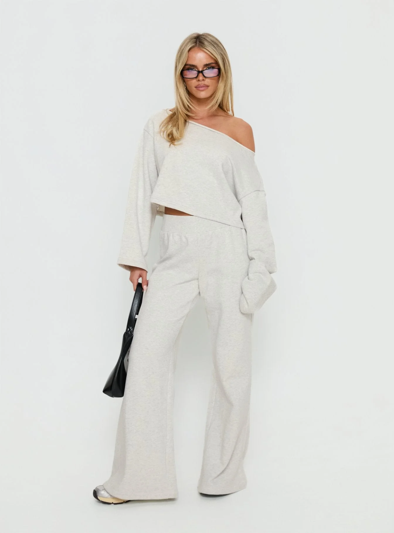 Retreat Raw Edge Off Shoulder Jumper Snow Marle - Image 3