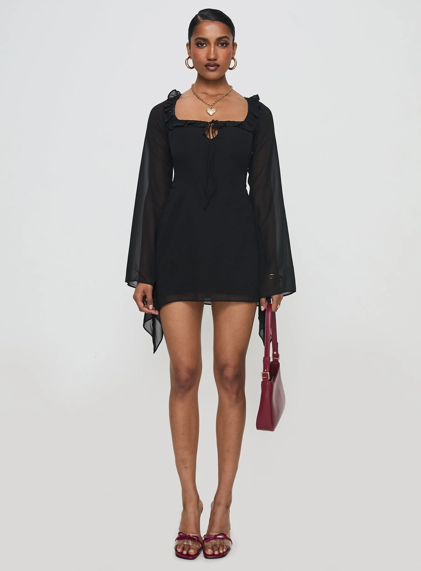 Revival Long Sleeve Mini Dress Black - Image 7