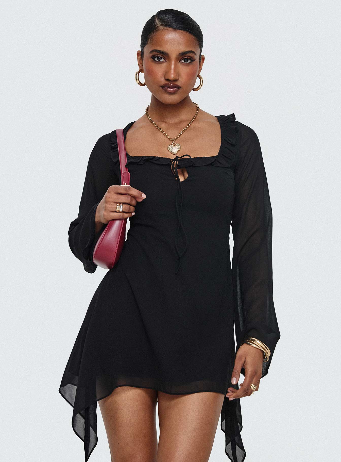 Revival Long Sleeve Mini Dress Black - Image 8