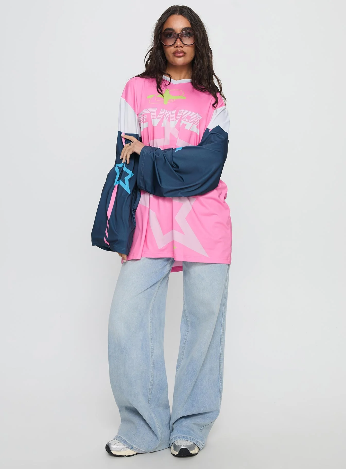 Revival Moto Long Sleeve Jersey Top Pink - Image 2