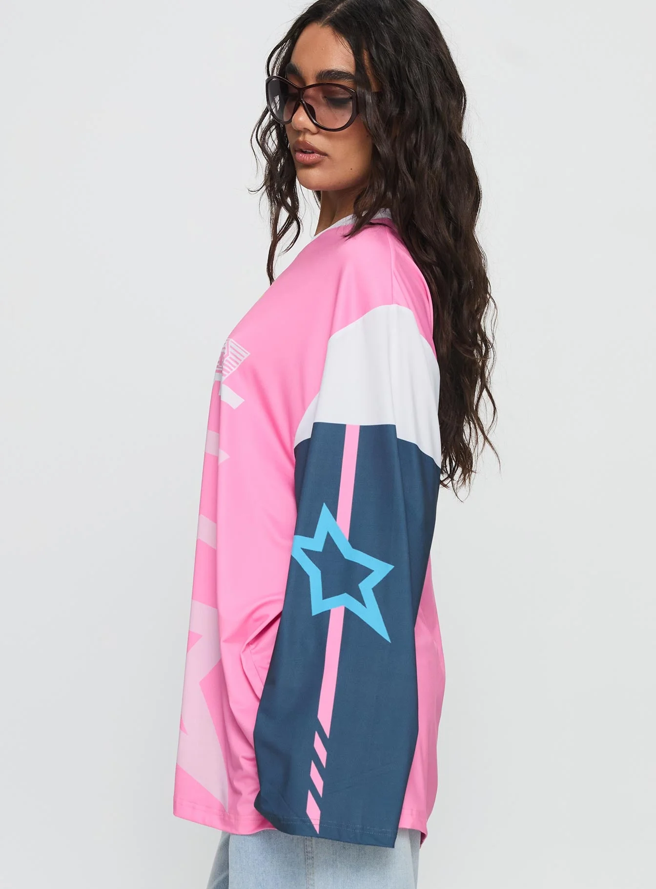 Revival Moto Long Sleeve Jersey Top Pink - Image 3