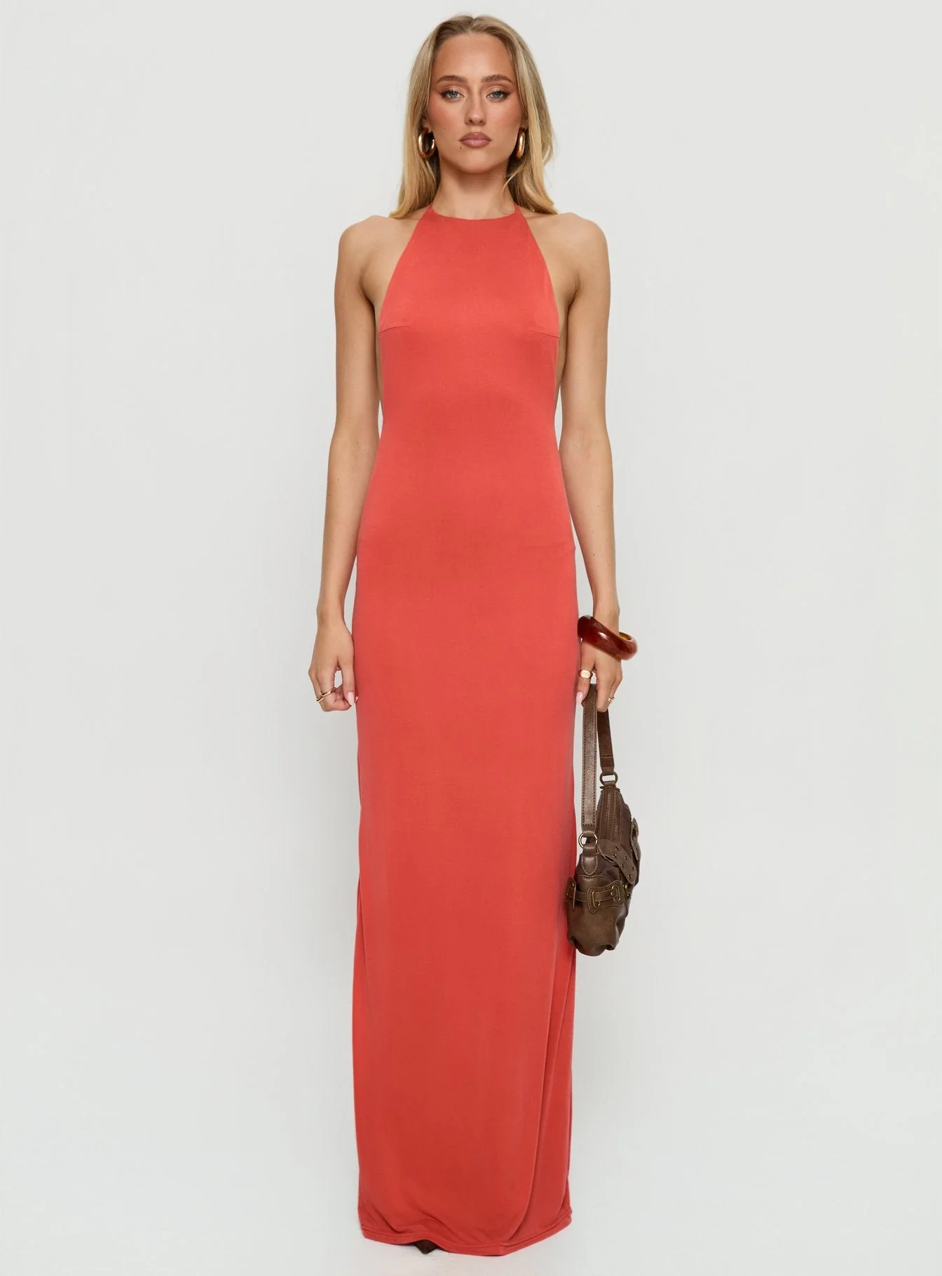 Rheanna Draped Backless Maxi Dress Orange - Image 7