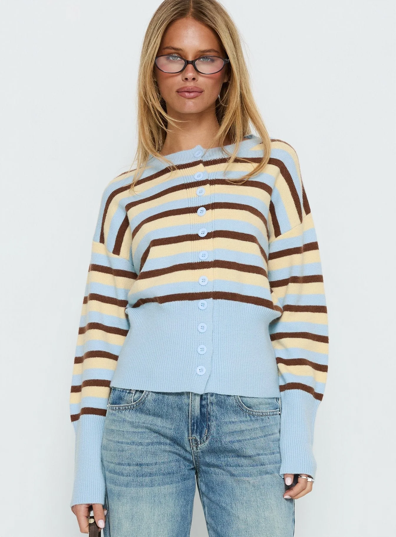 Rhitta Button Down Cardigan Multi Stripe - Image 2