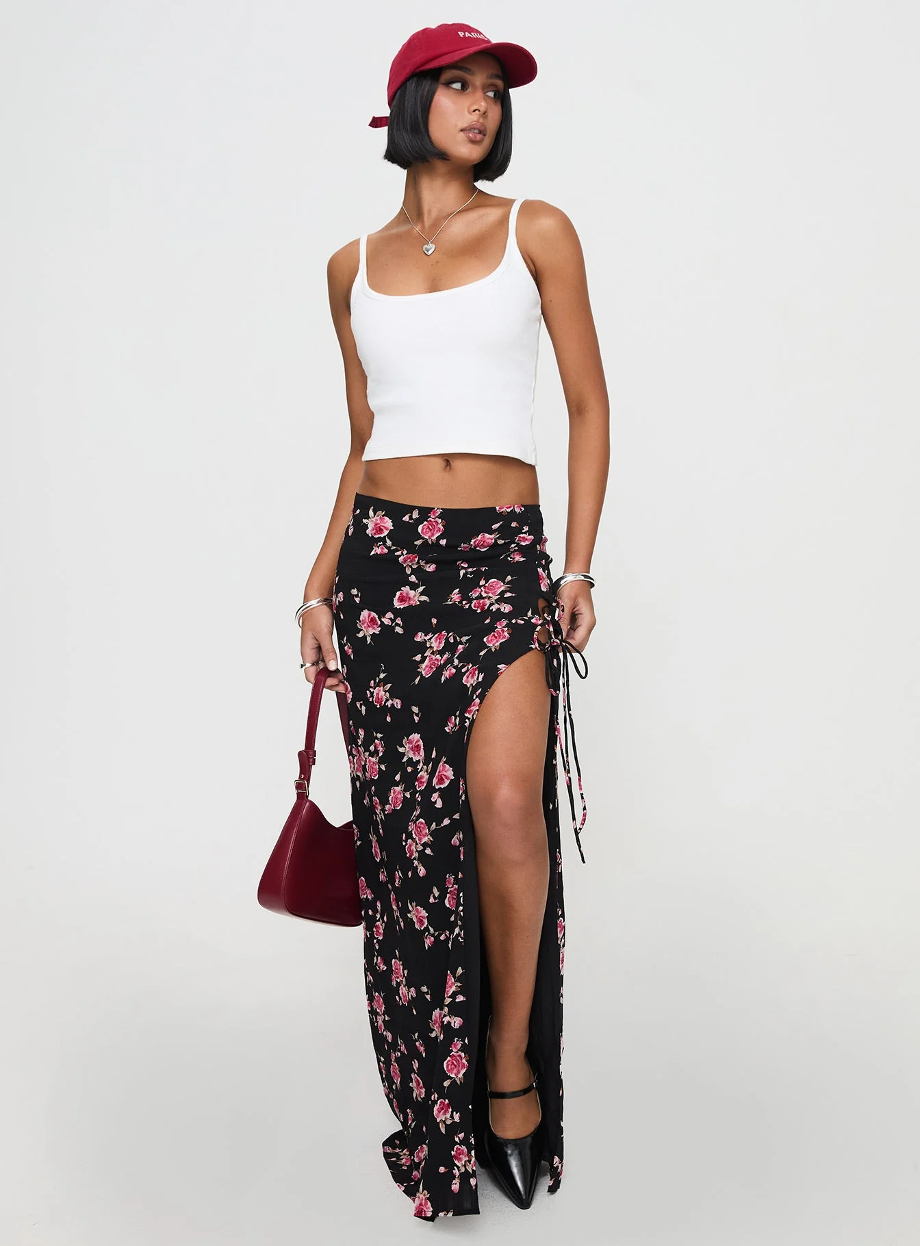 Rhomana Maxi Skirt Black Floral - Image 3