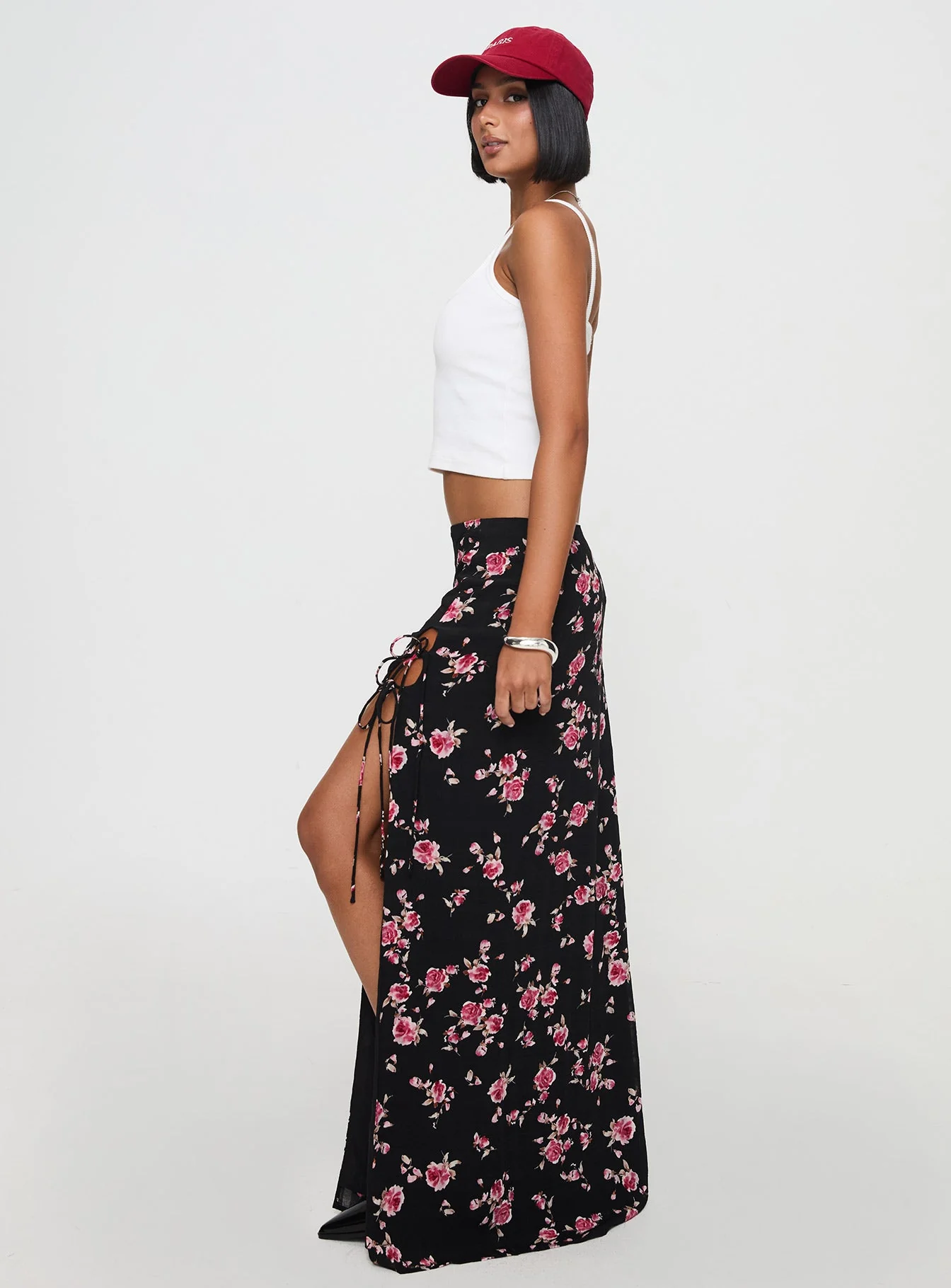 Rhomana Maxi Skirt Black Floral - Image 4