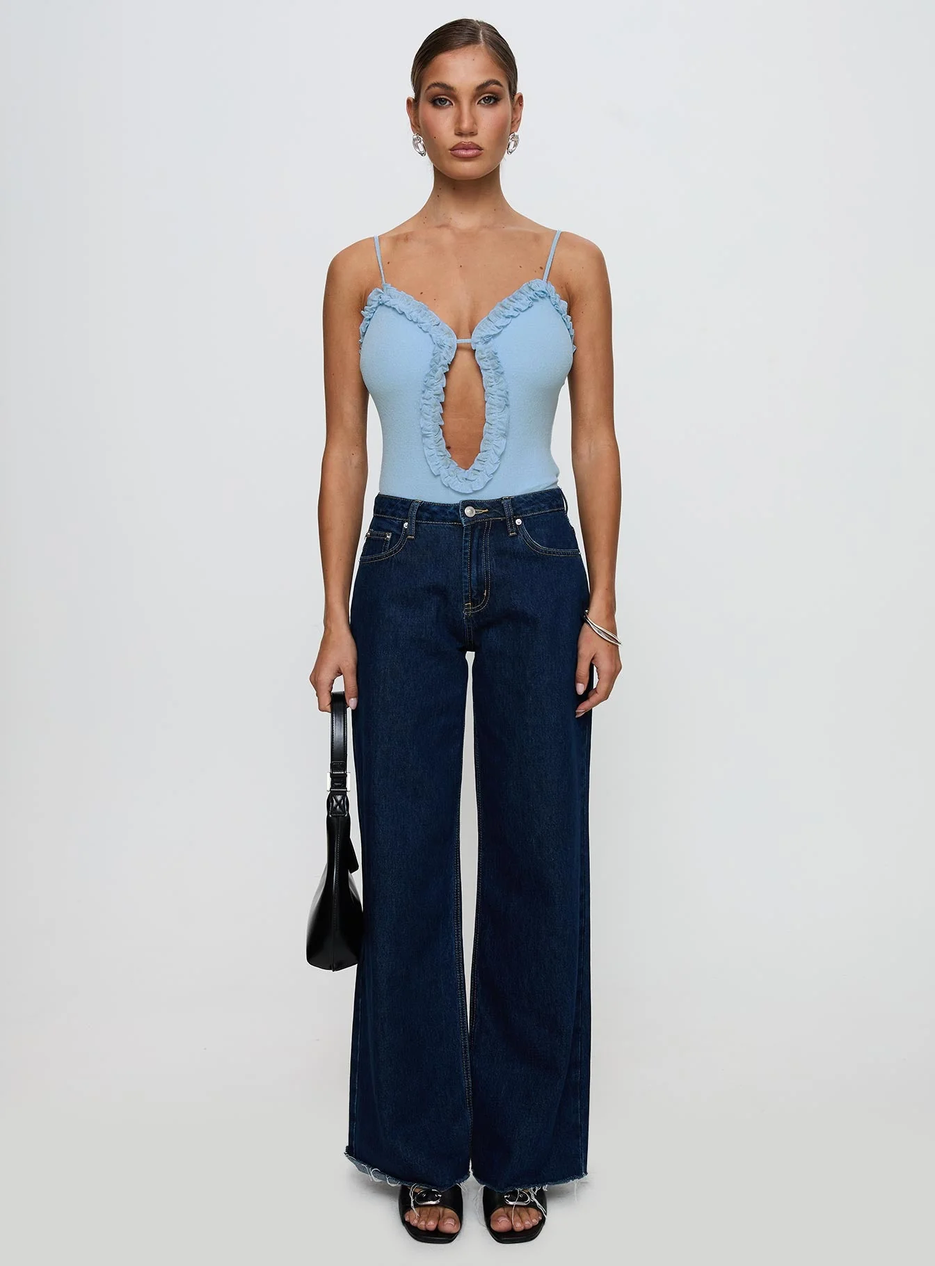Rhyde Plunging Frill Bodysuit Blue - Image 7