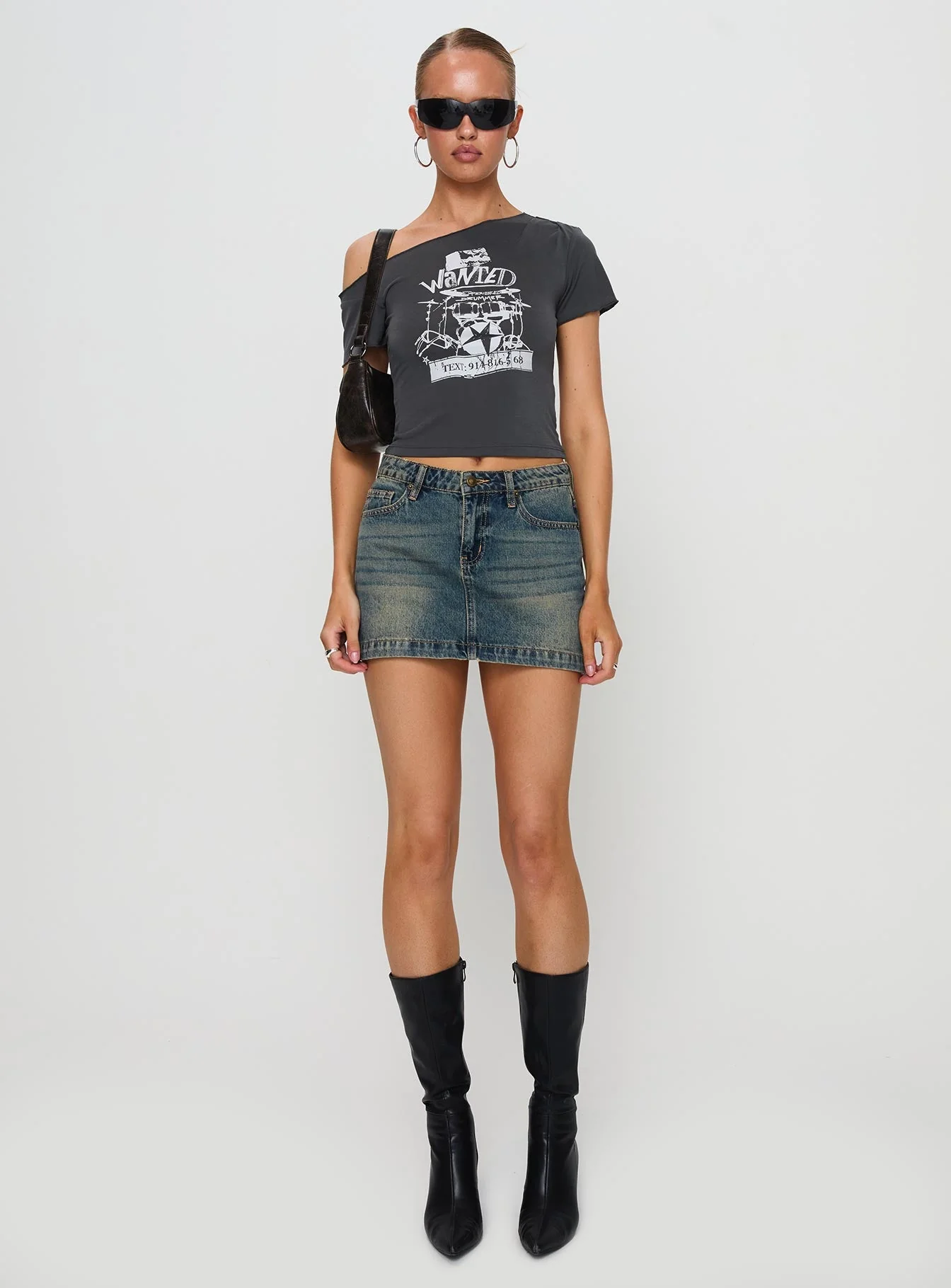 Ribbon Stamp Mini Skirt Antique Wash - Image 7