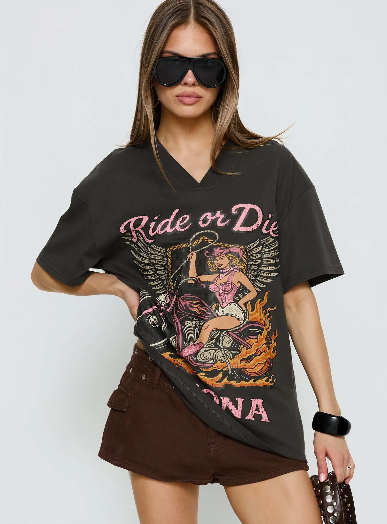 Ride or Die Daytona Oversized Graphic Tee Black - Image 2
