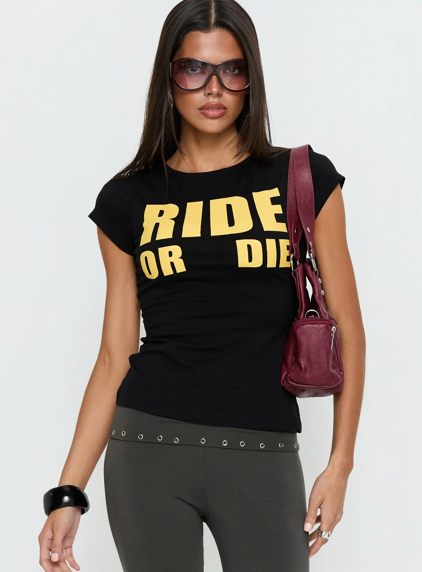 Ride Or Die Graphic Top Black / Yellow - Image 2