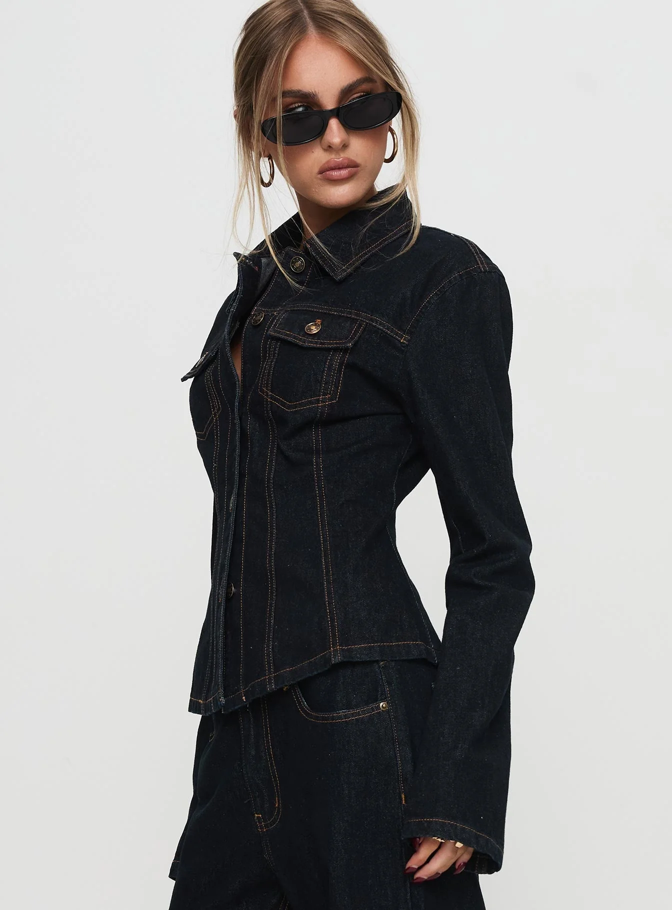 Rider Denim Jacket Dark Denim - Image 4