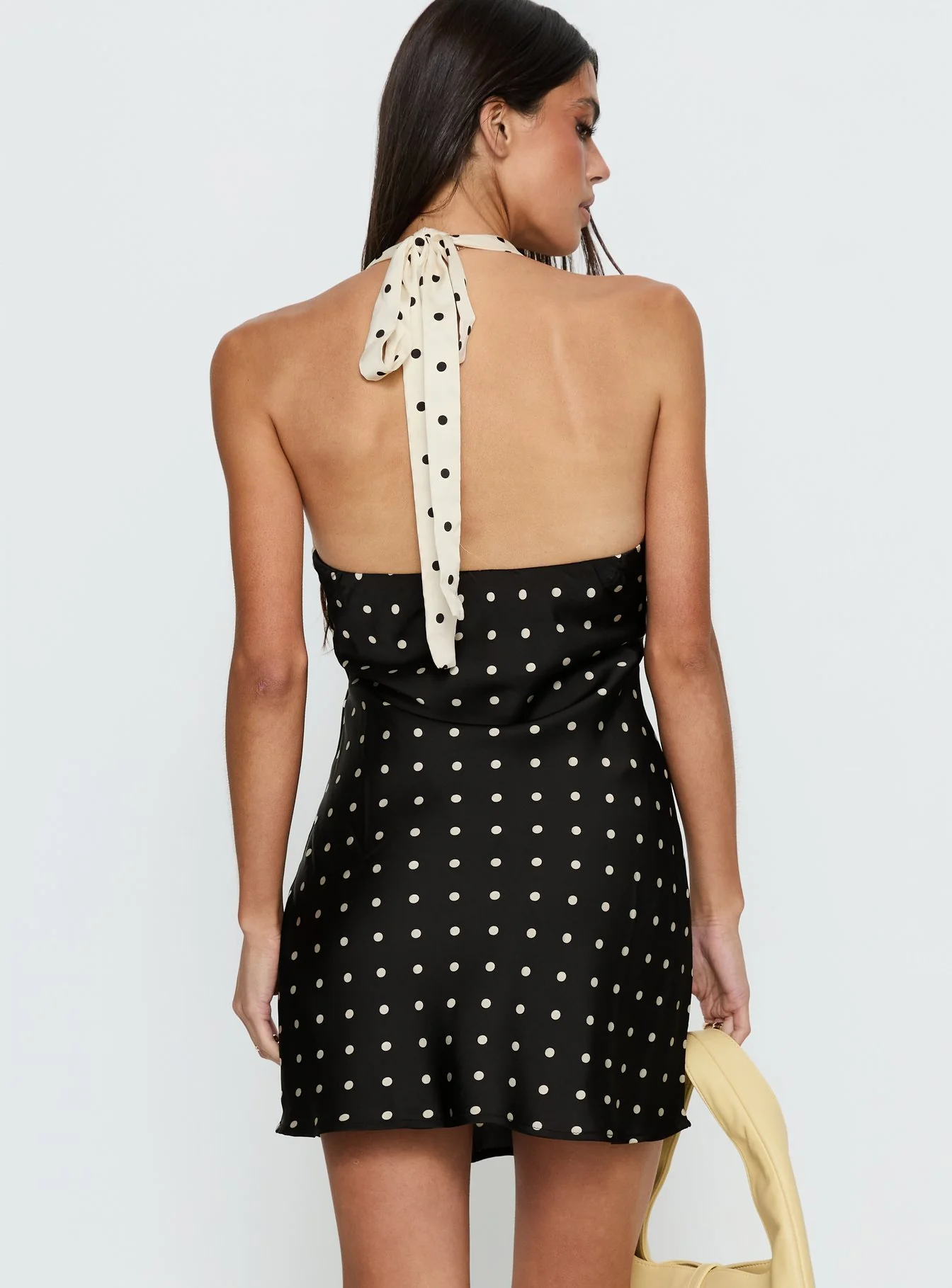 Rihana Halter Mini Dress Polka Dot Splice - Image 5