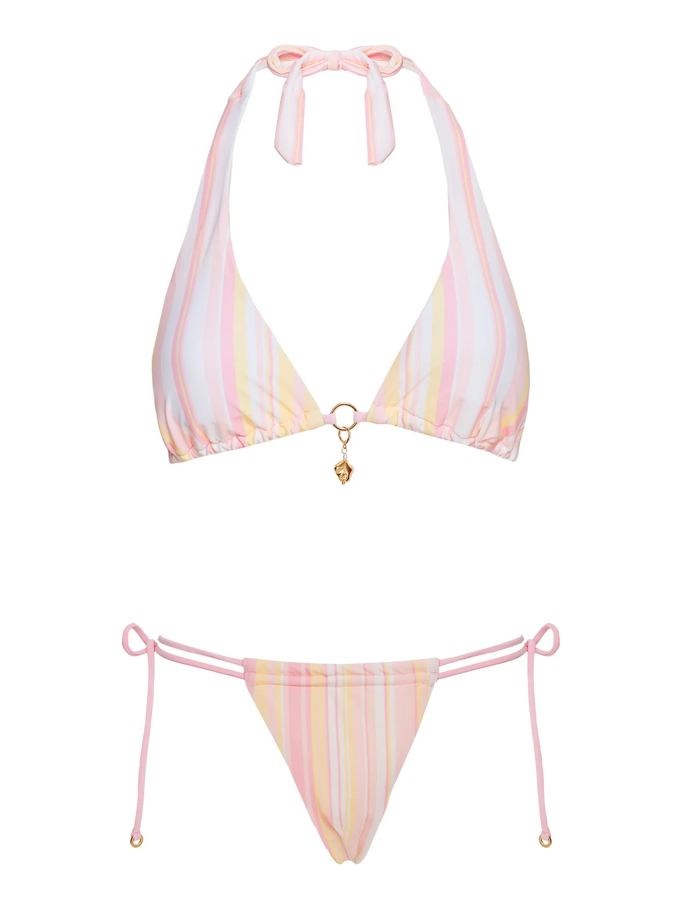Rissa Halter Bikini Top Pink Stripe - Image 5