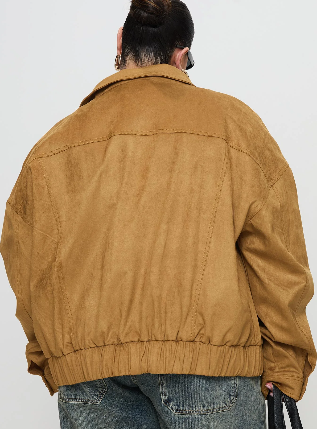 Ristretto Faux Suede Bomber Brown - Image 15