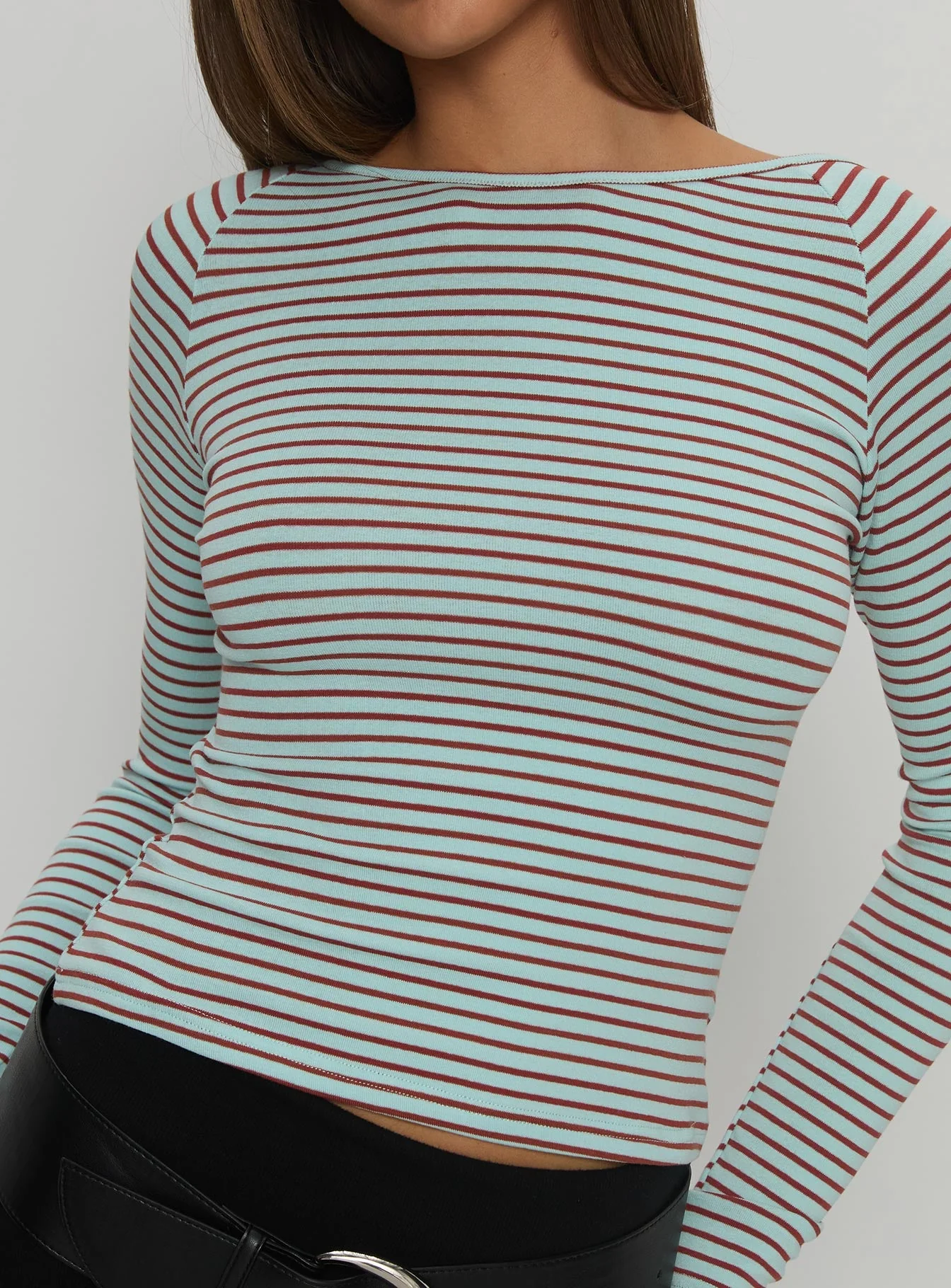Rixie Long Sleeve Top Blue / Brown Stripe - Image 6