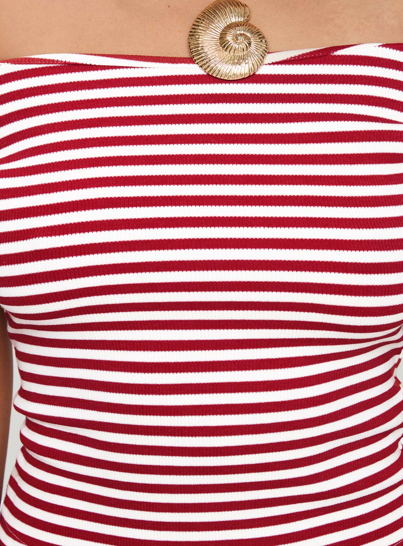 Rizzie Off The Shoulder Top Red Stripe - Image 6