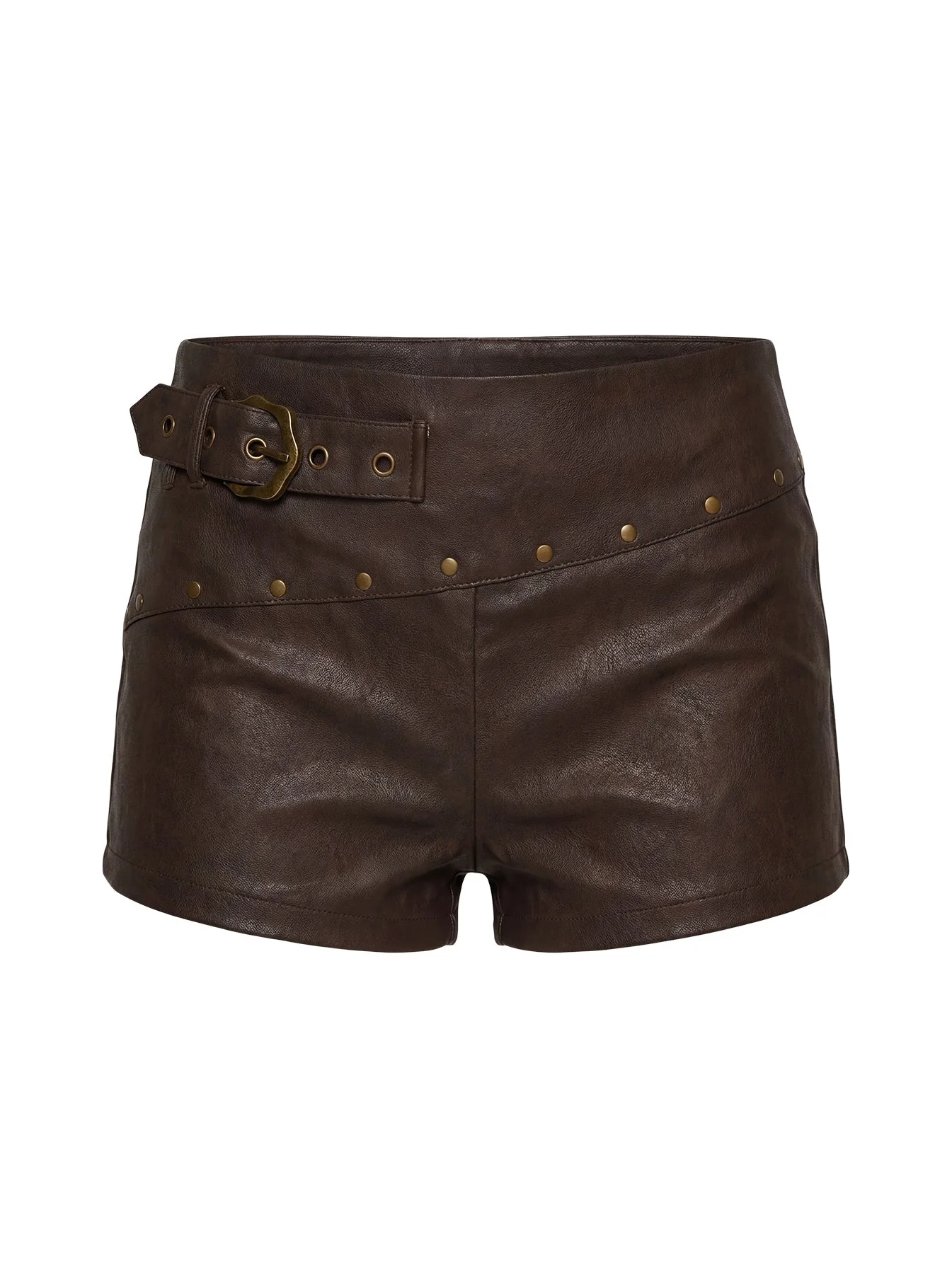 Romey Studded Micro Shorts Charcoal Brown - Image 11