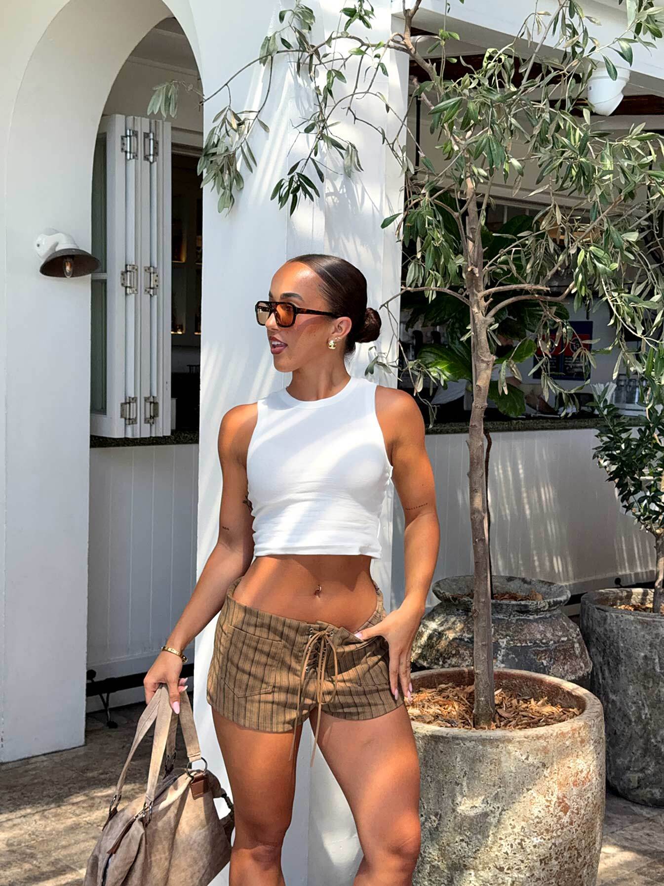 Ronnee Lace Up Shorts Brown Stripe - Image 11