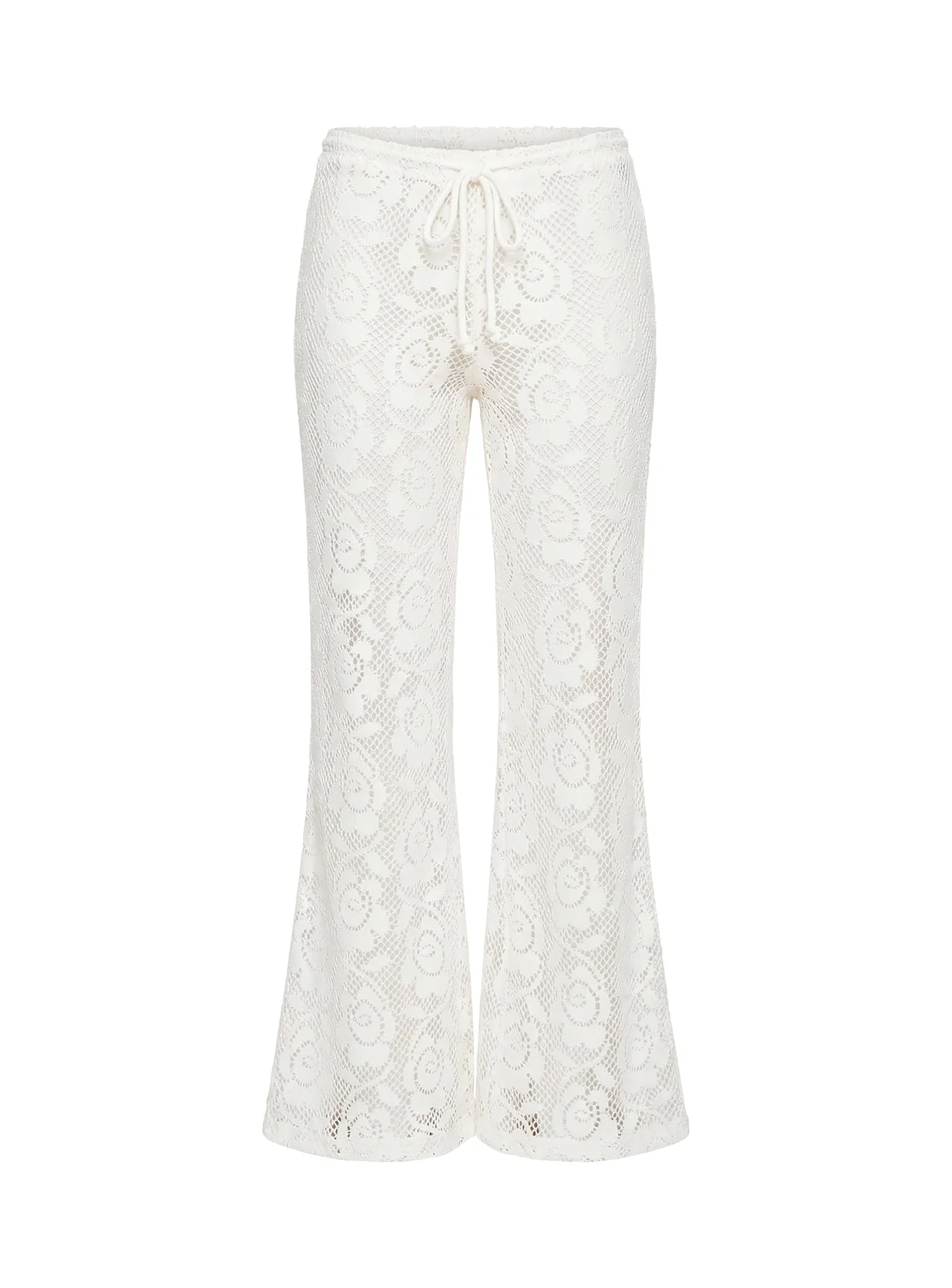 Rosadonna Lace Flare Pants Cream - Image 9