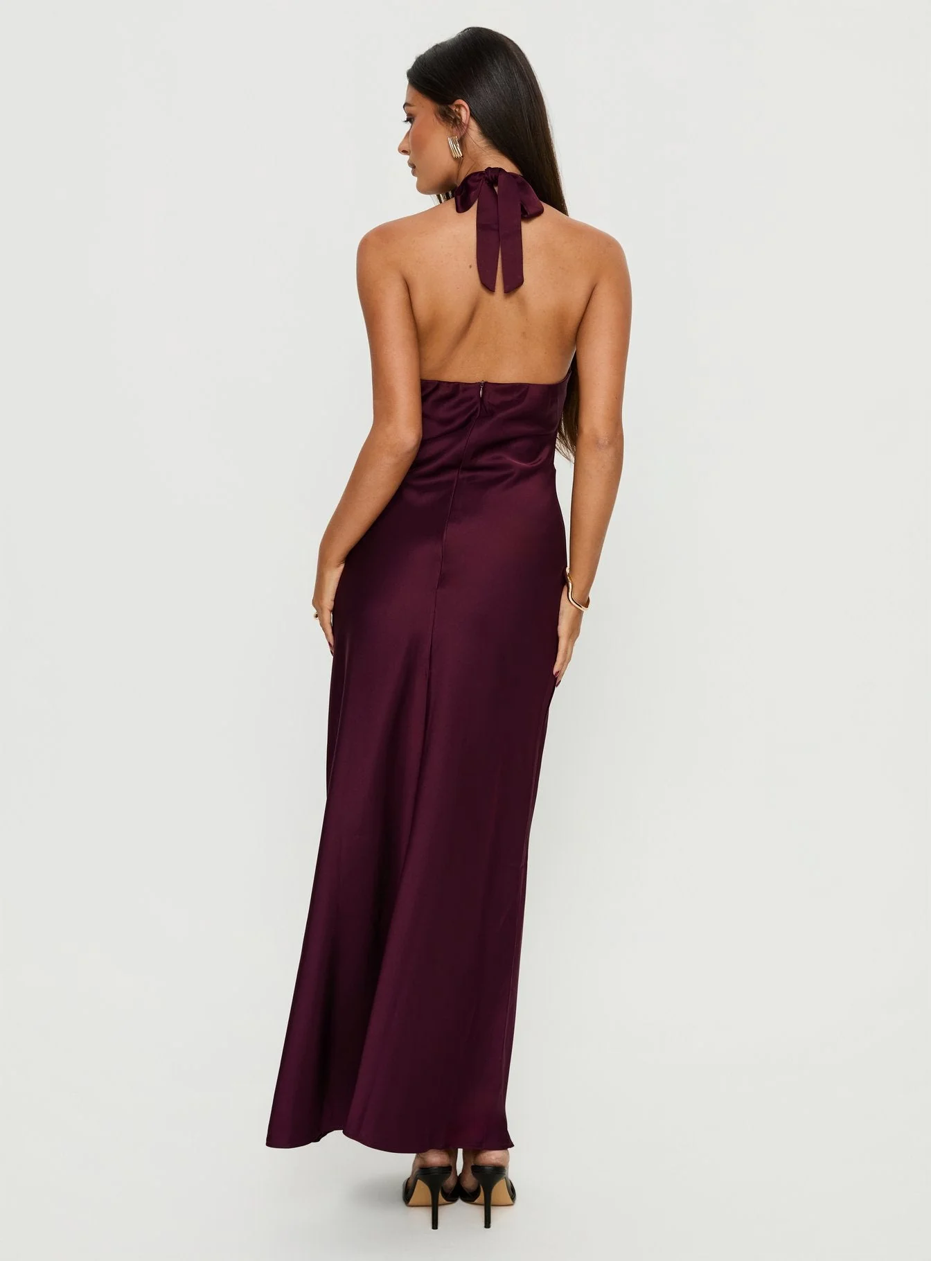 Rosario Halter Sheer Maxi Dress Plum - Image 4