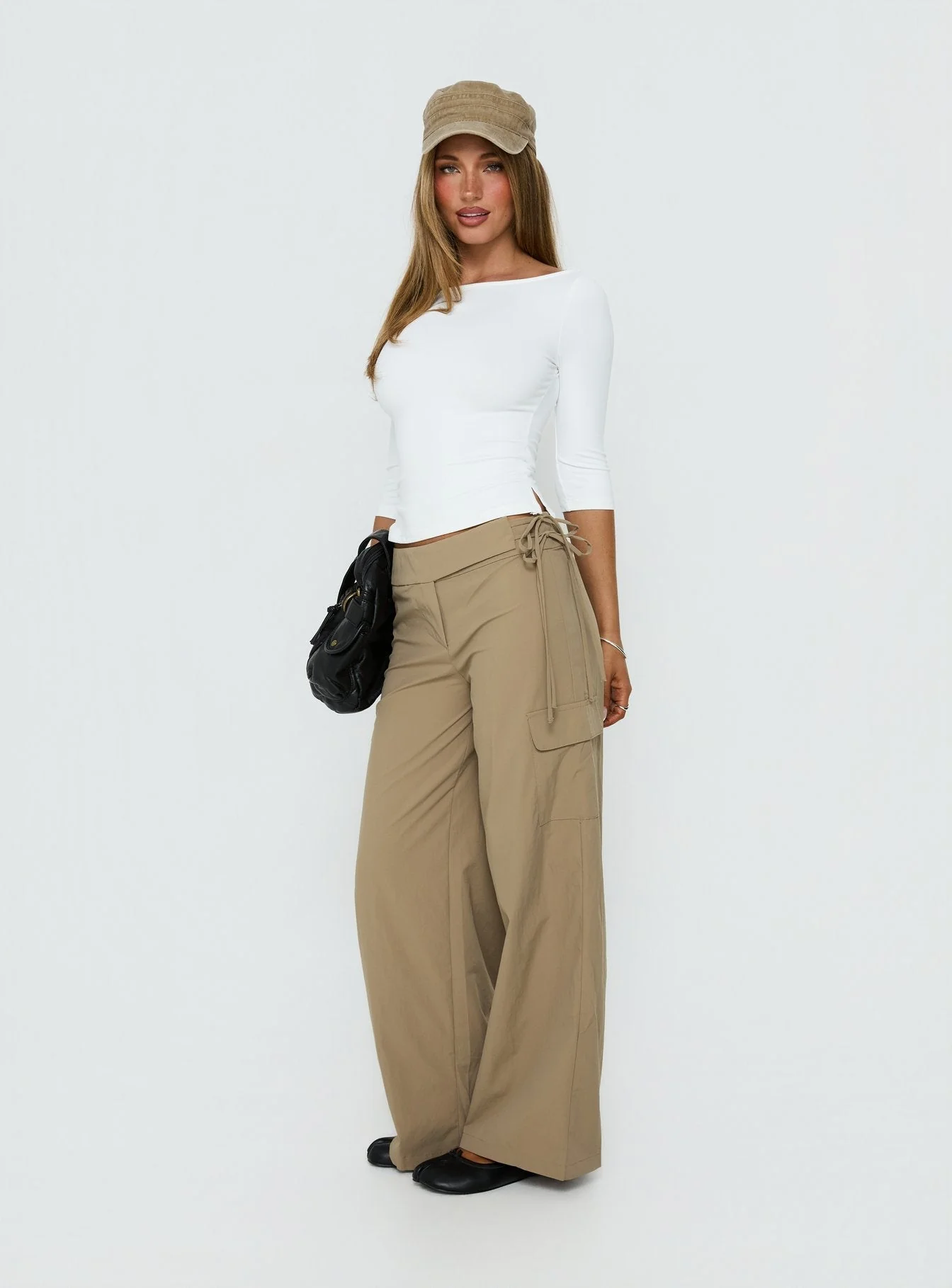 Rosemonde Tie Side Cargo Pants Khaki - Image 3