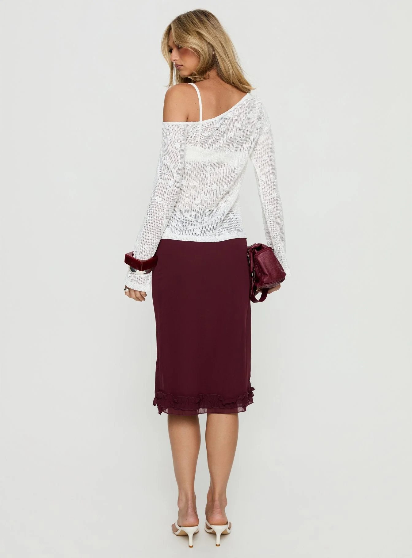 Rosette Frill Midi Skirt Currant - Image 5