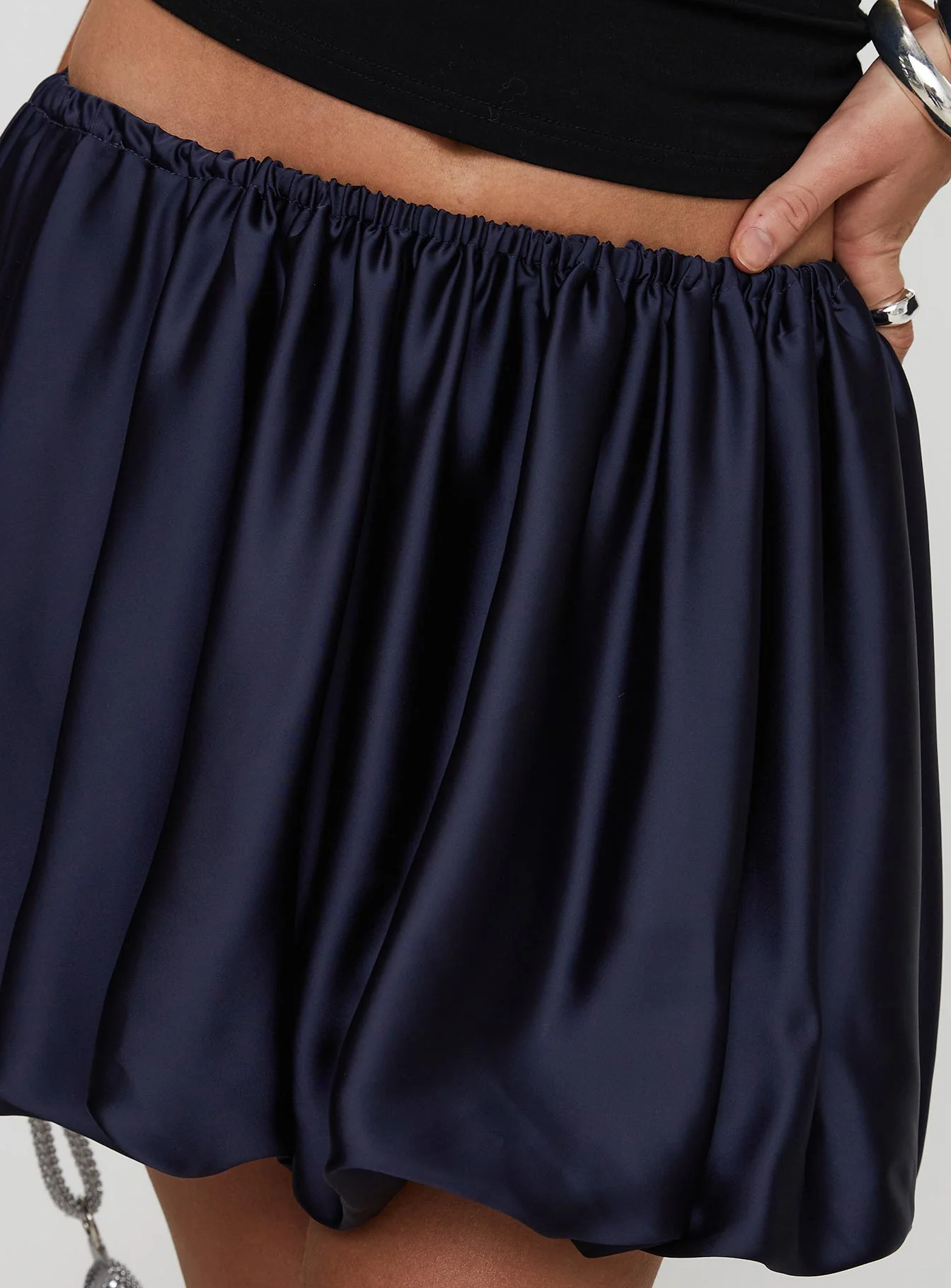 Rubee Bubble Hem Mini Skirt Navy - Image 5