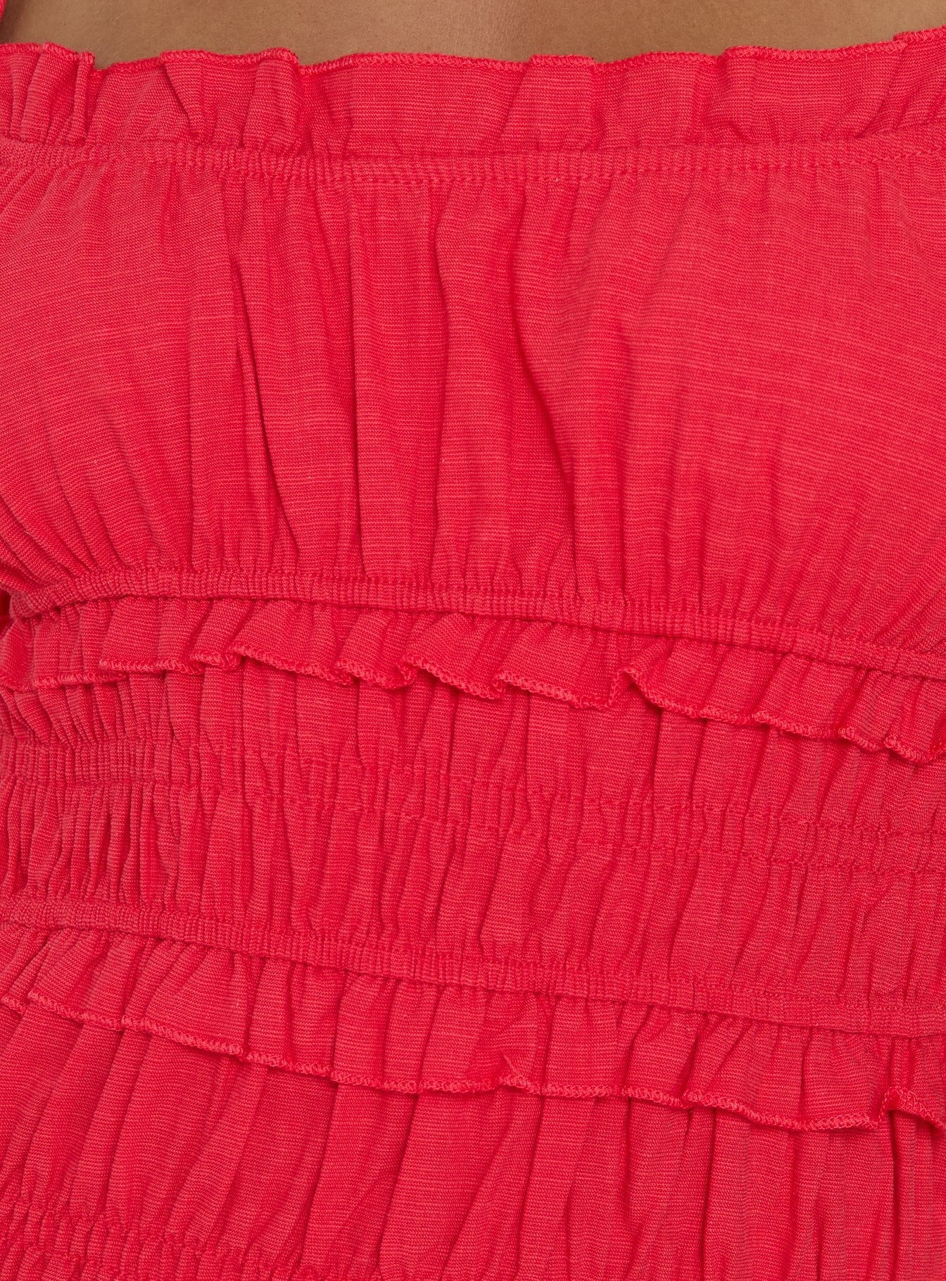 Rubiella Shirred Maxi Dress Red - Image 5