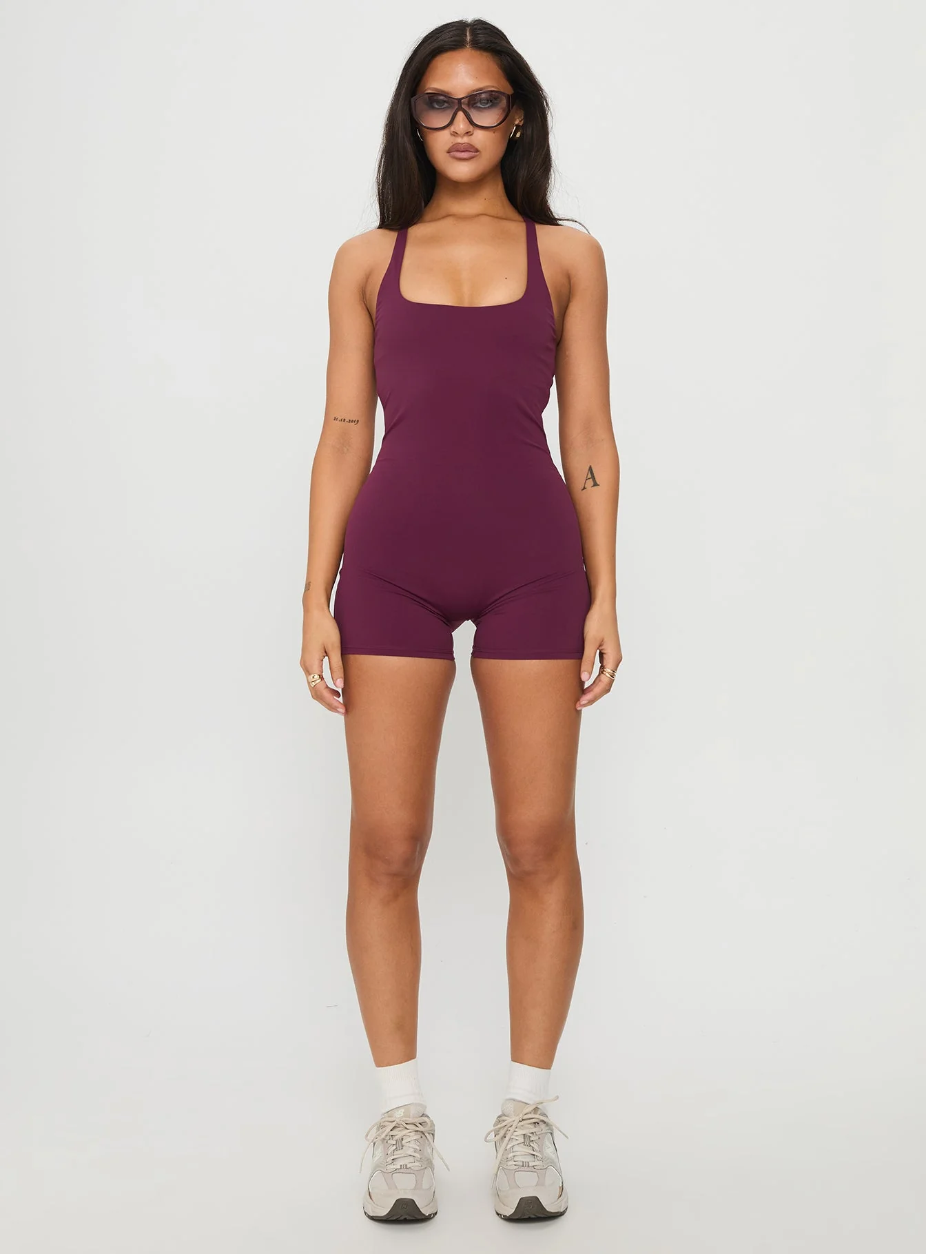 Run The Play Active Romper Plum - Image 7