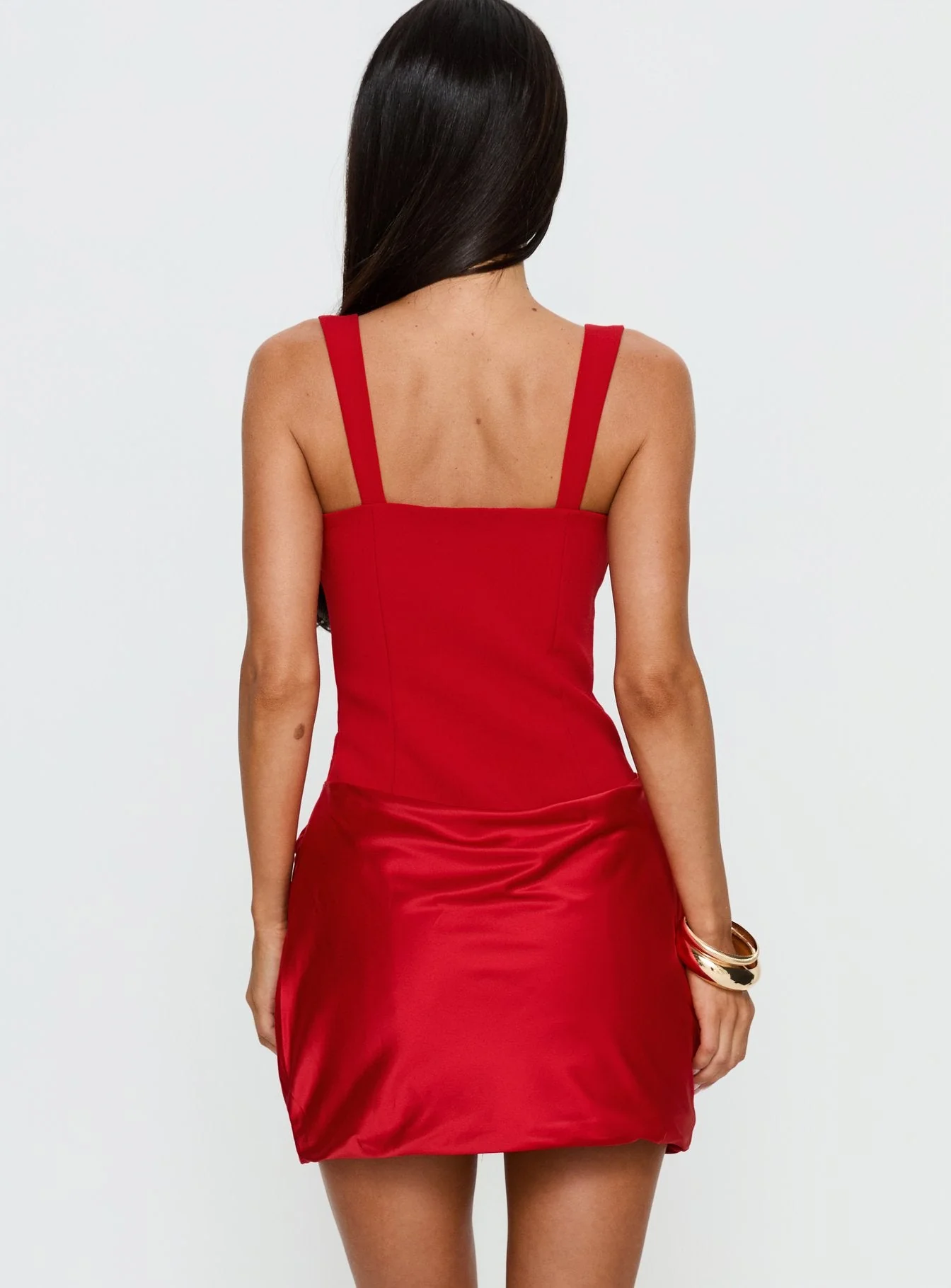 Ryana Corset Drape Mini Dress Red - Image 5