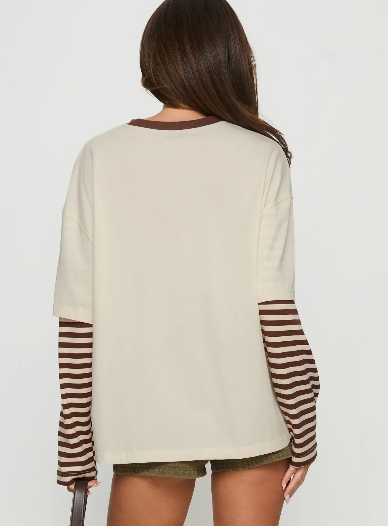 Ryann Long Sleeve Layered Top Cream / Brown Stripe - Image 5
