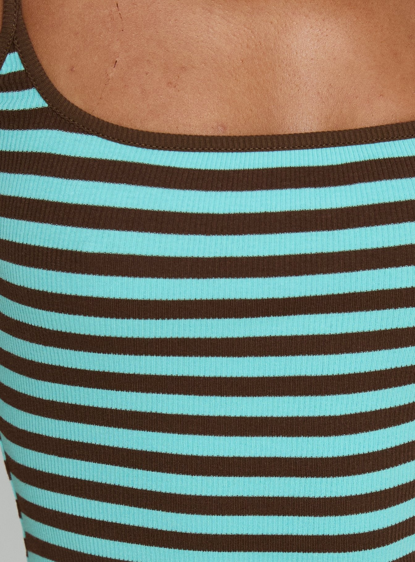 Rydar Scoop Mini Dress Blue / Chocolate Stripe - Image 6