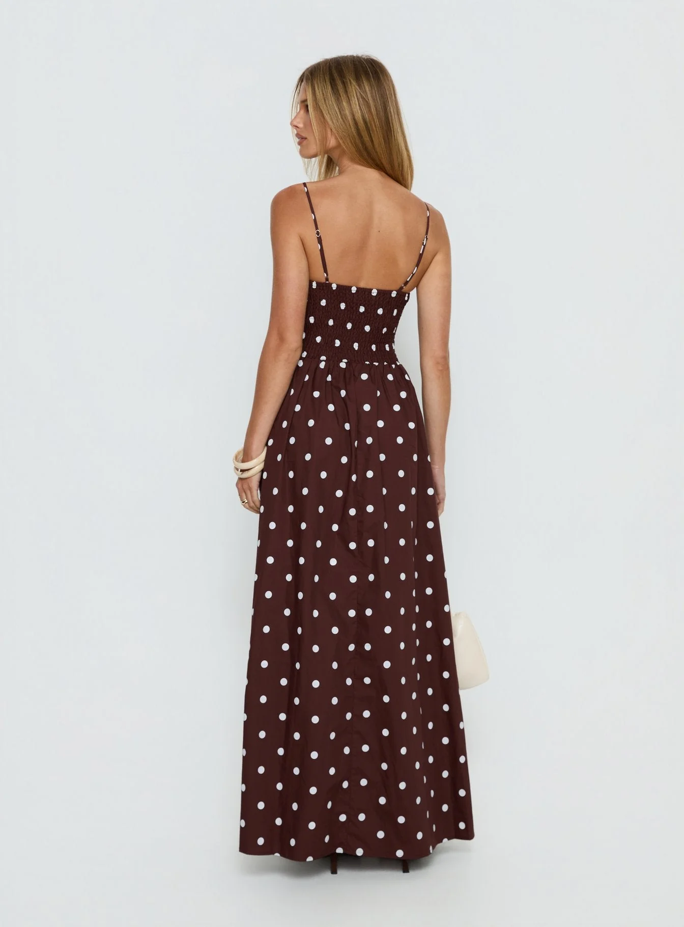 Ryna Scoop Maxi Dress Brown Polka Dot - Image 4