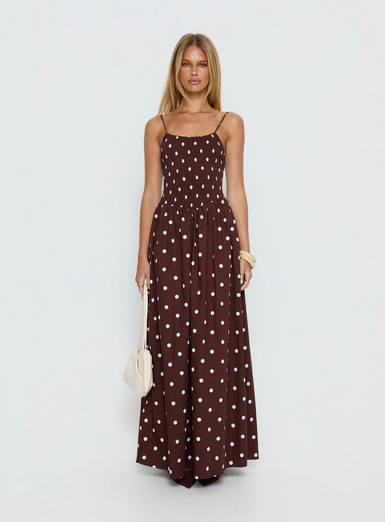 Ryna Scoop Maxi Dress Brown Polka Dot - Image 6