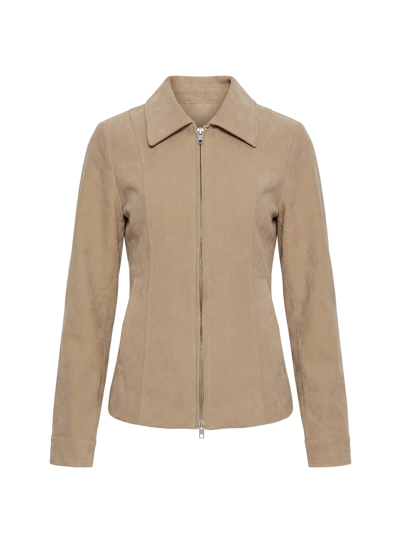 Ryzen Faux Suede Fitted Jacket Stone - Image 12