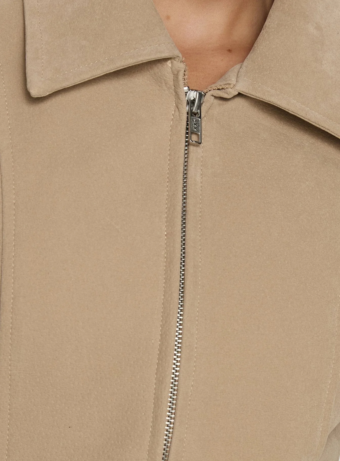 Ryzen Faux Suede Fitted Jacket Stone - Image 6